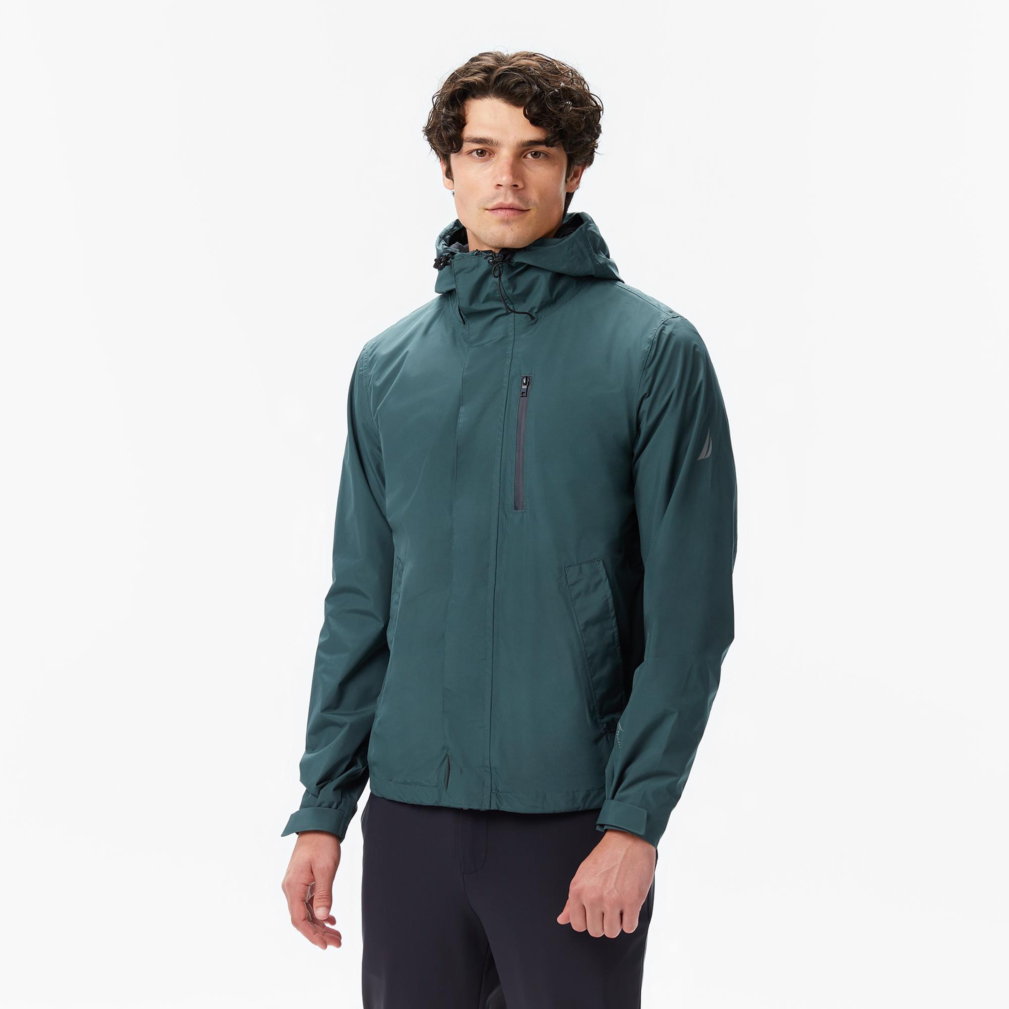Nautica Erkek Yeşil Regular Fit Kapüşonlu Su Geçirmez Yağmurluk
