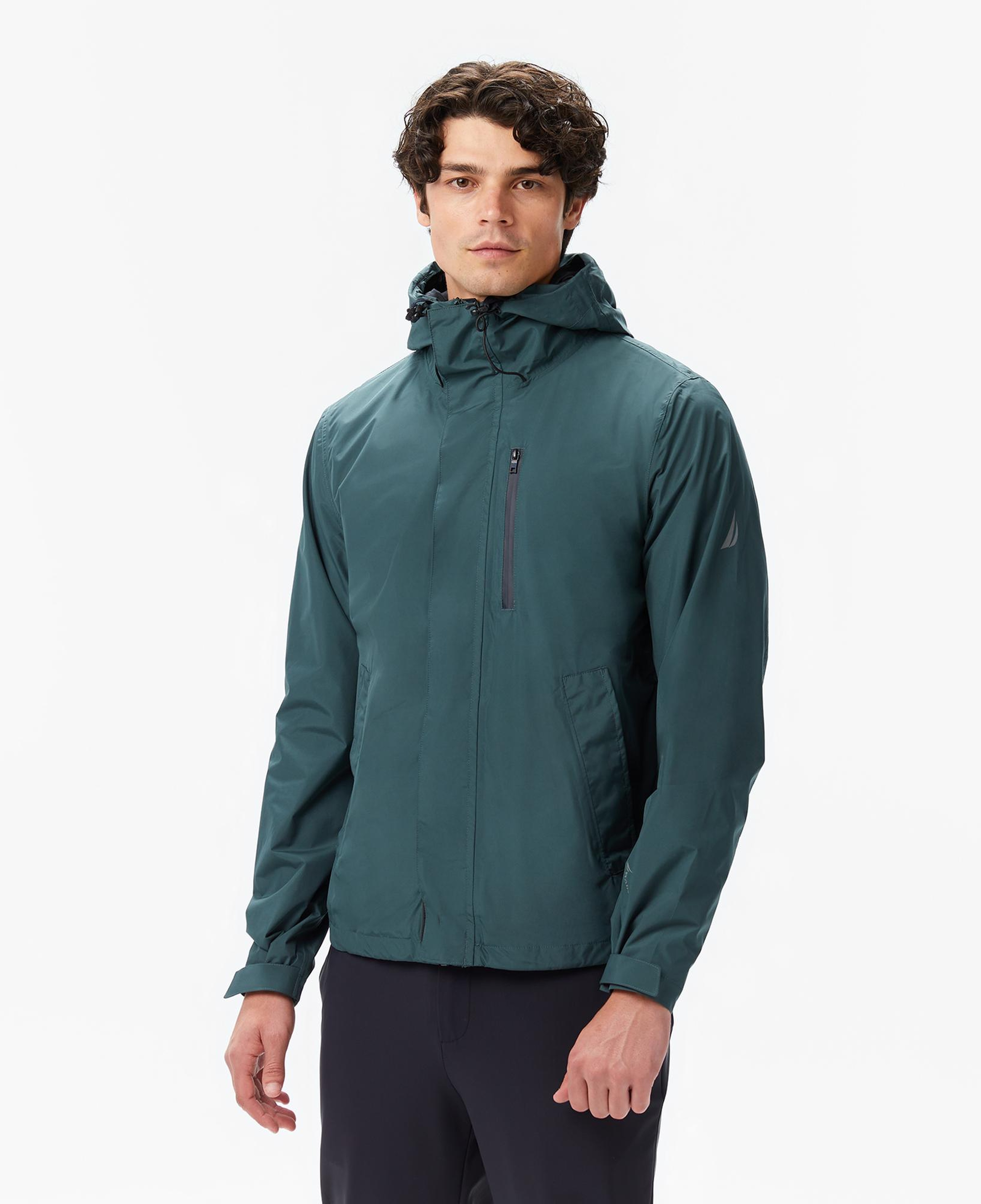 Nautica Erkek Yeşil Regular Fit Kapüşonlu Su Geçirmez Yağmurluk