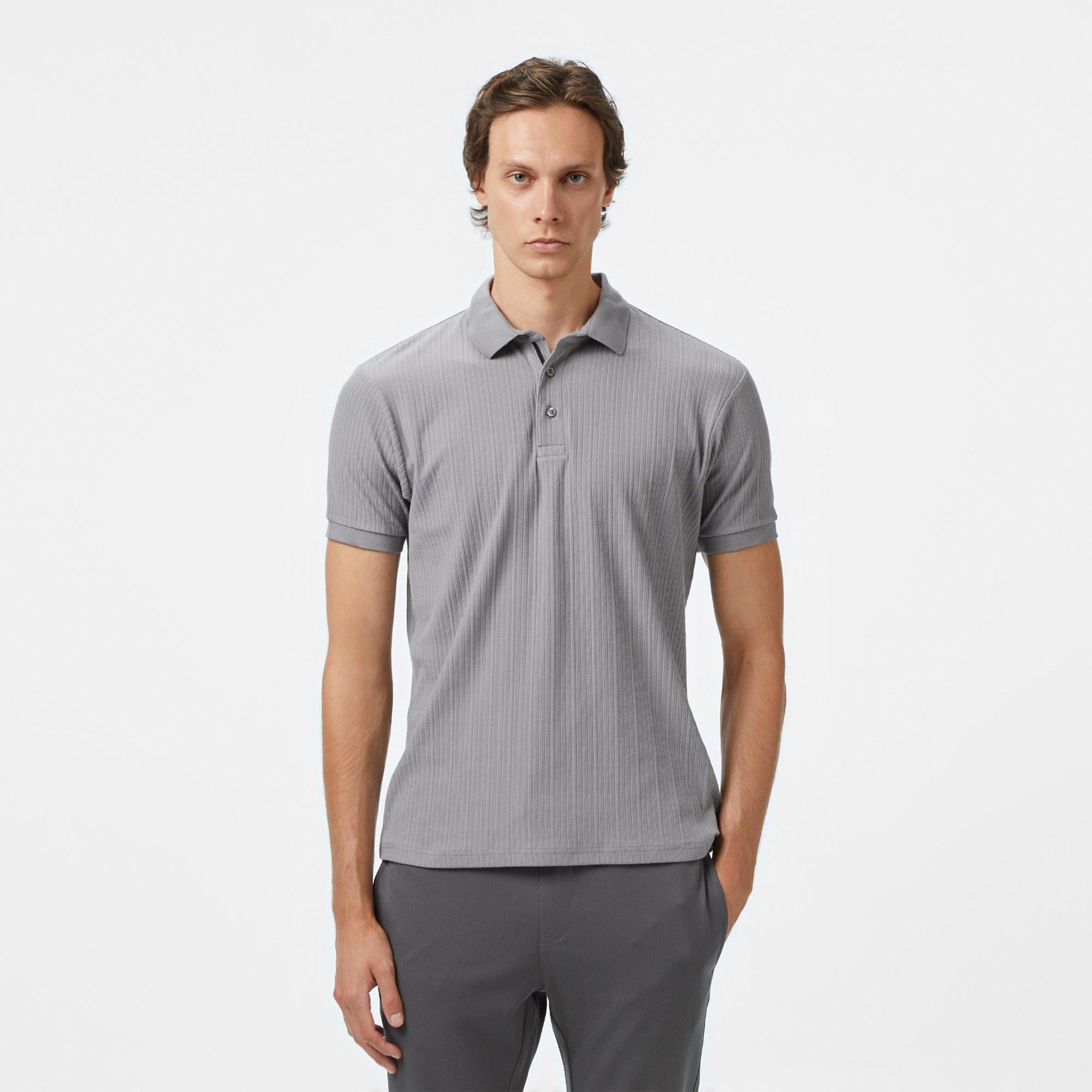 Nautica Erkek Gri Regular Fit Polo Yaka T-Shirt