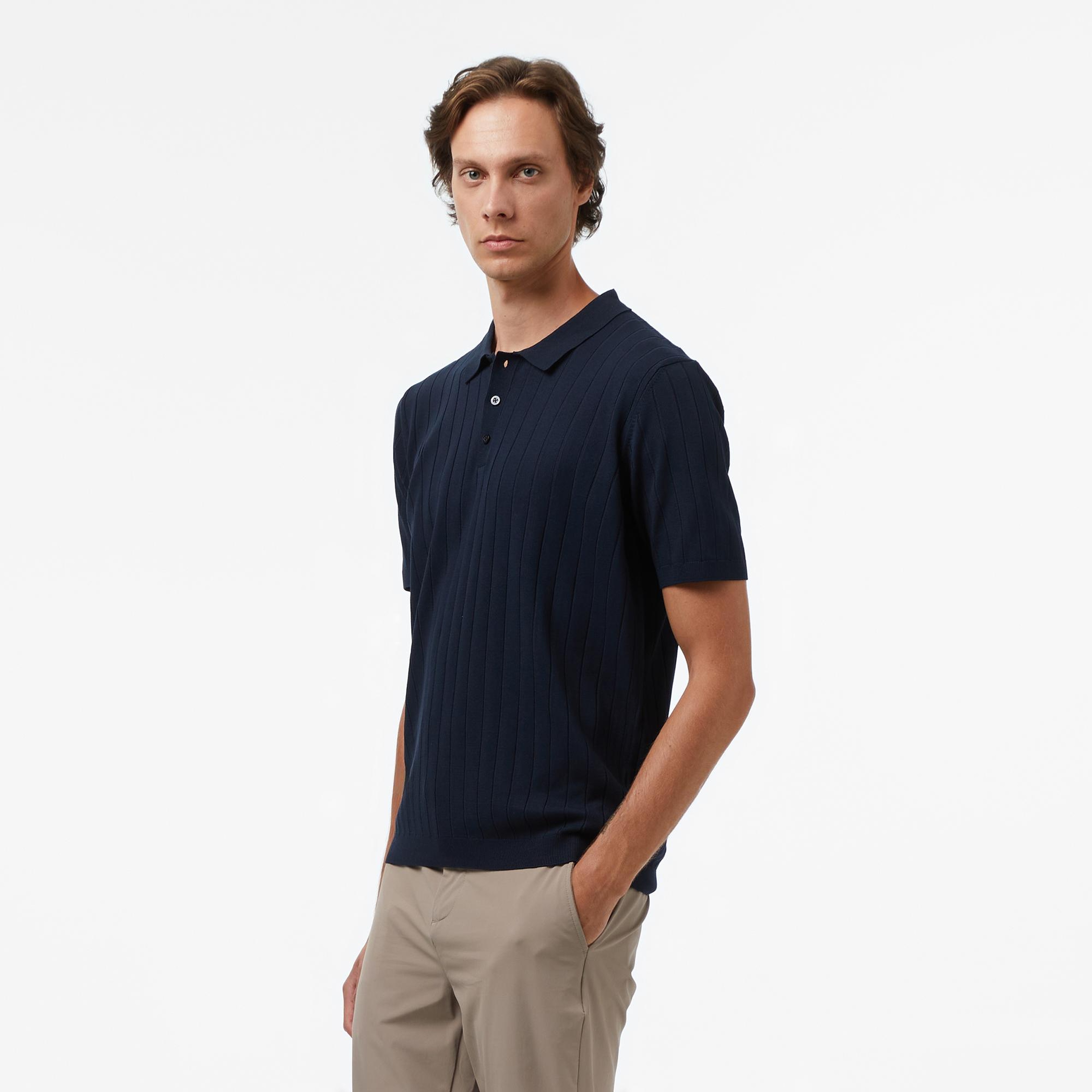 Nautica Erkek Lacivert Classic Fit Kısa Kollu Triko
