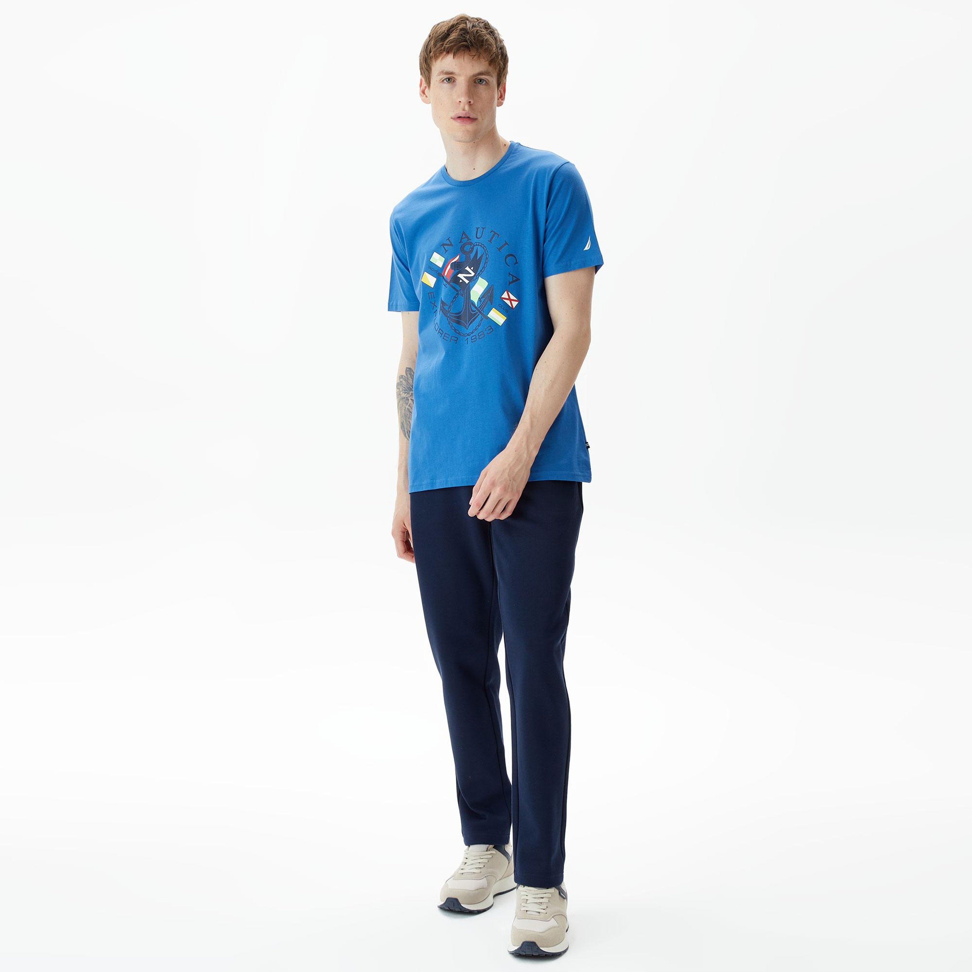 Nautica Erkek Mavi Standart Fit T-Shirt