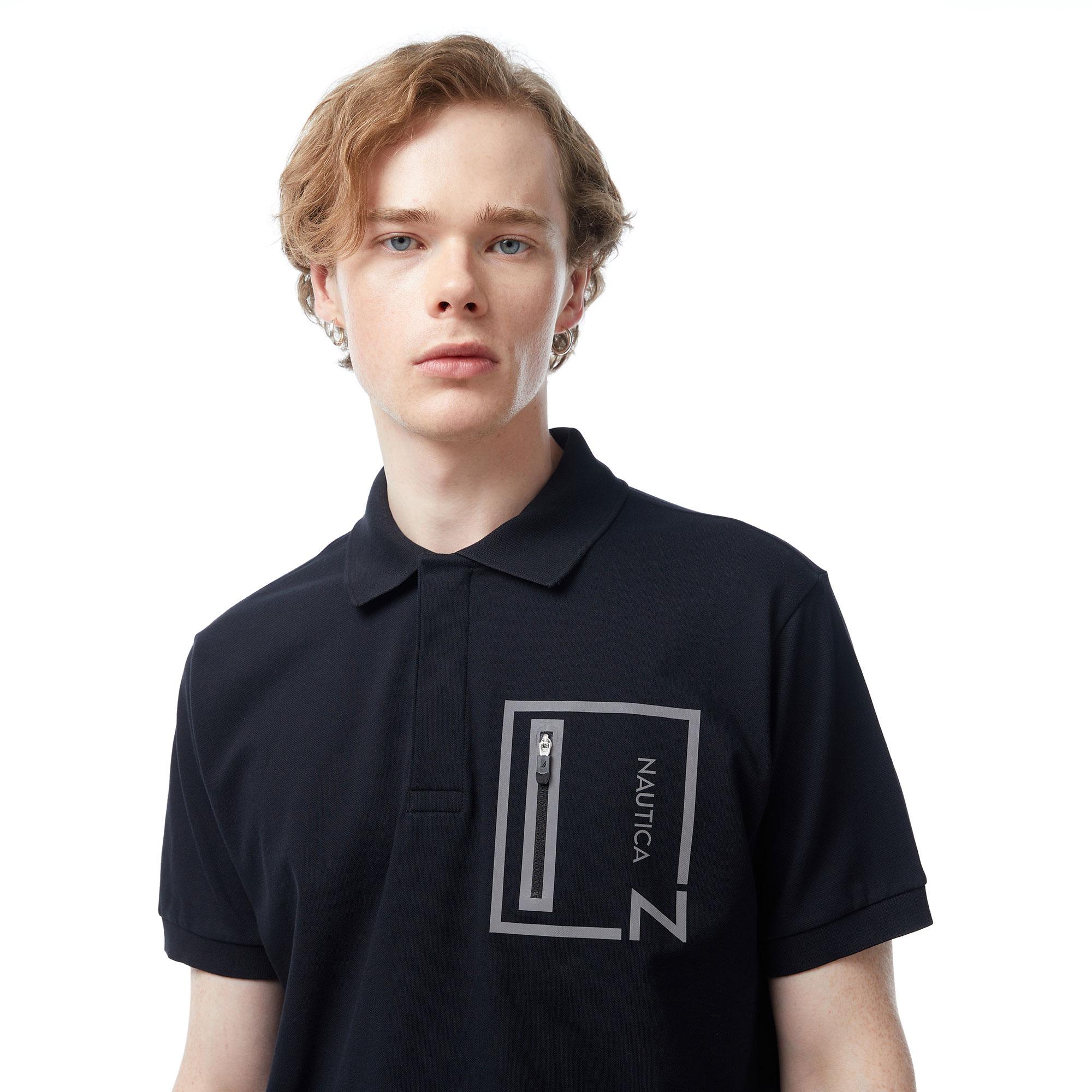 Nautica Erkek Siyah Classic Fit Kısa Kollu Polo Yaka T-Shirt