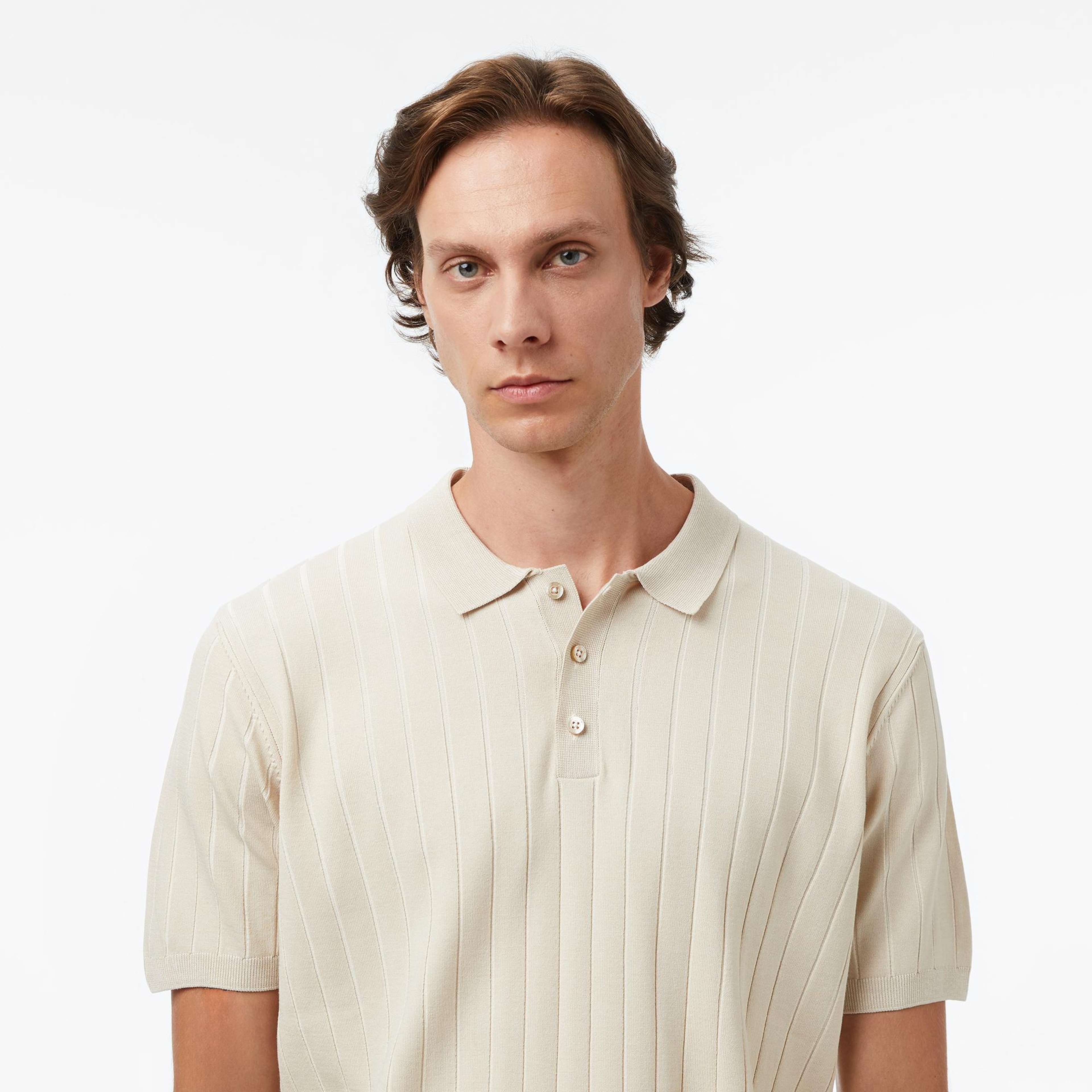 Nautica Erkek Bej Classic Fit Kısa Kollu Triko