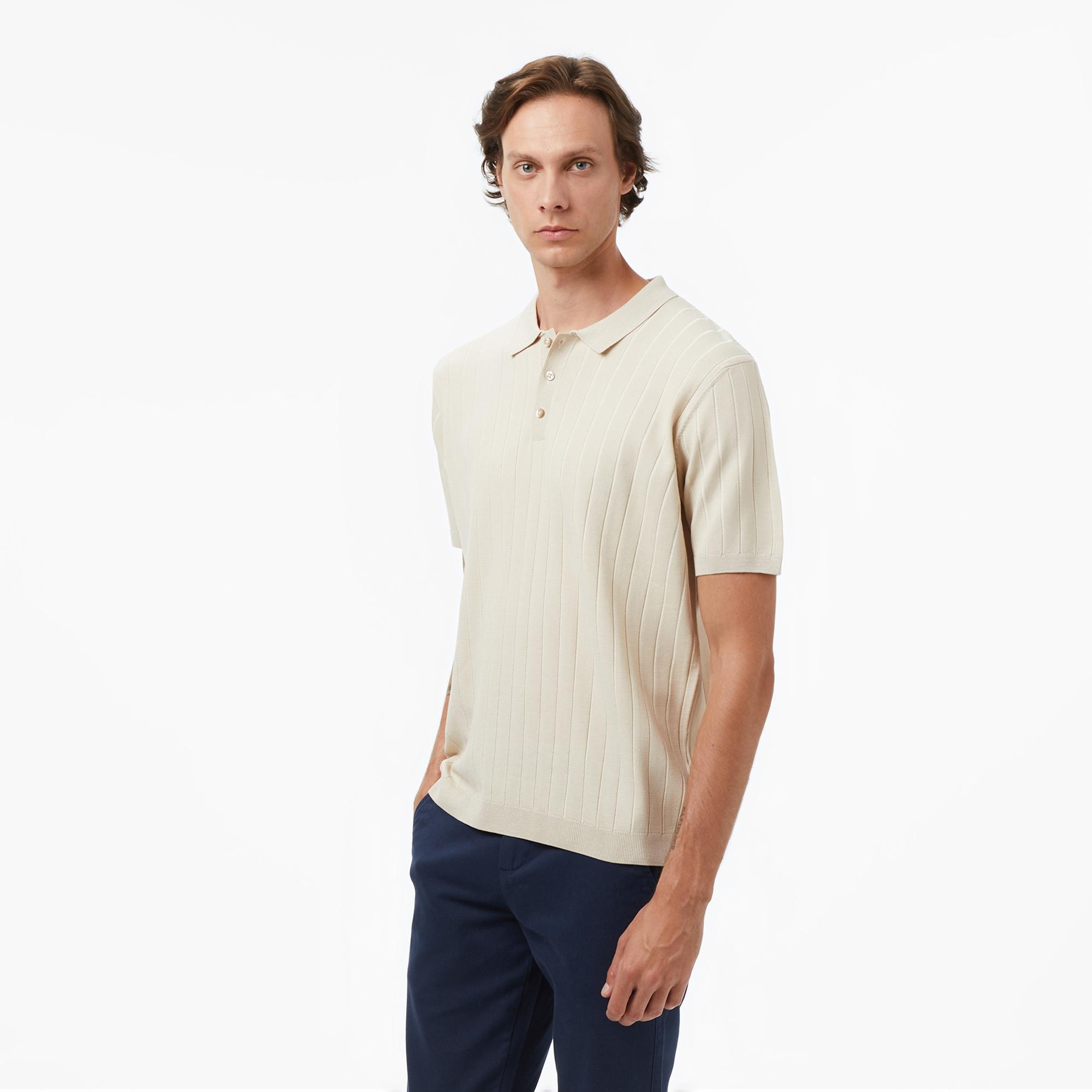 Nautica Erkek Bej Classic Fit Kısa Kollu Triko