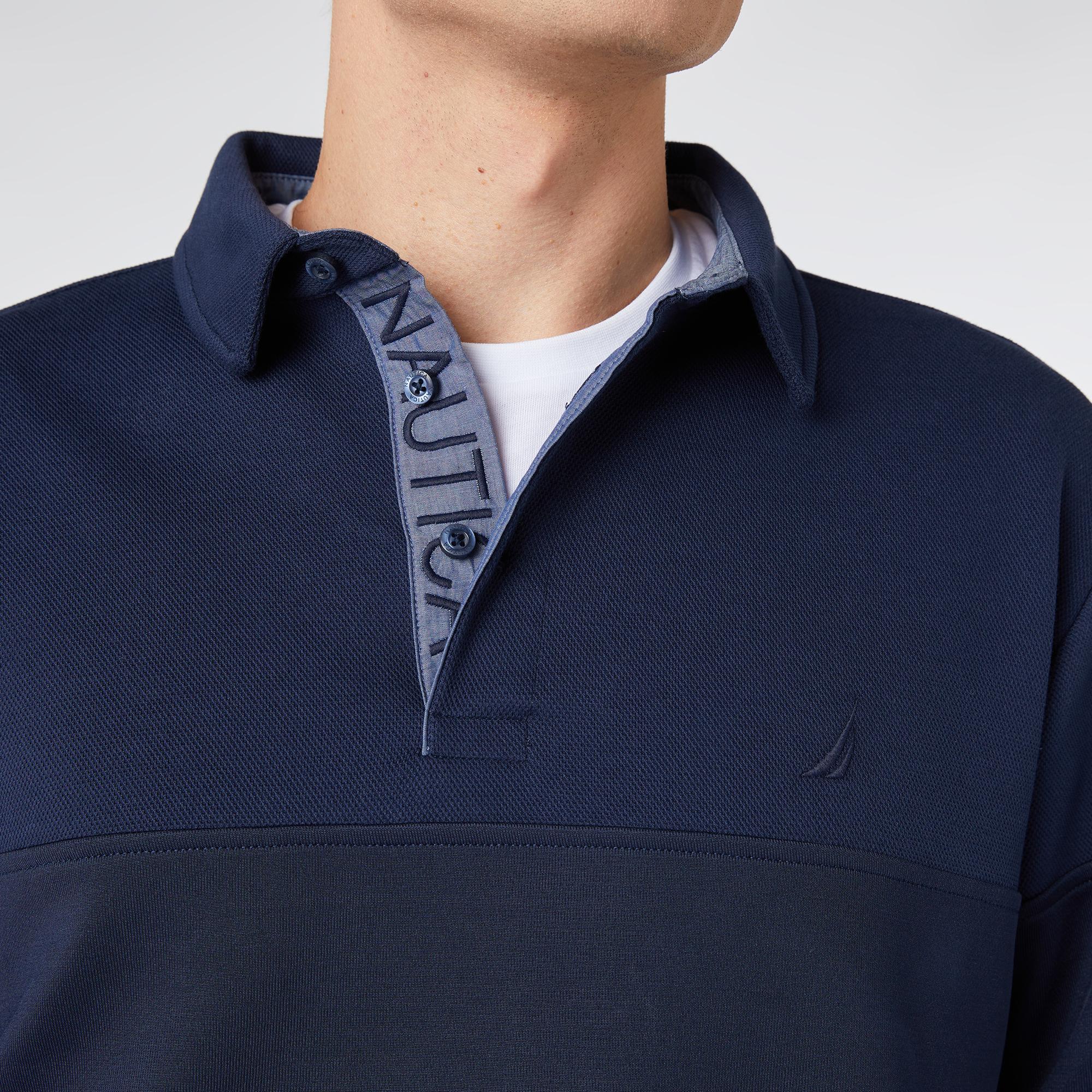 Nautica Erkek Lacivert Classic Fit Uzun Kollu Polo Yaka T-Shirt