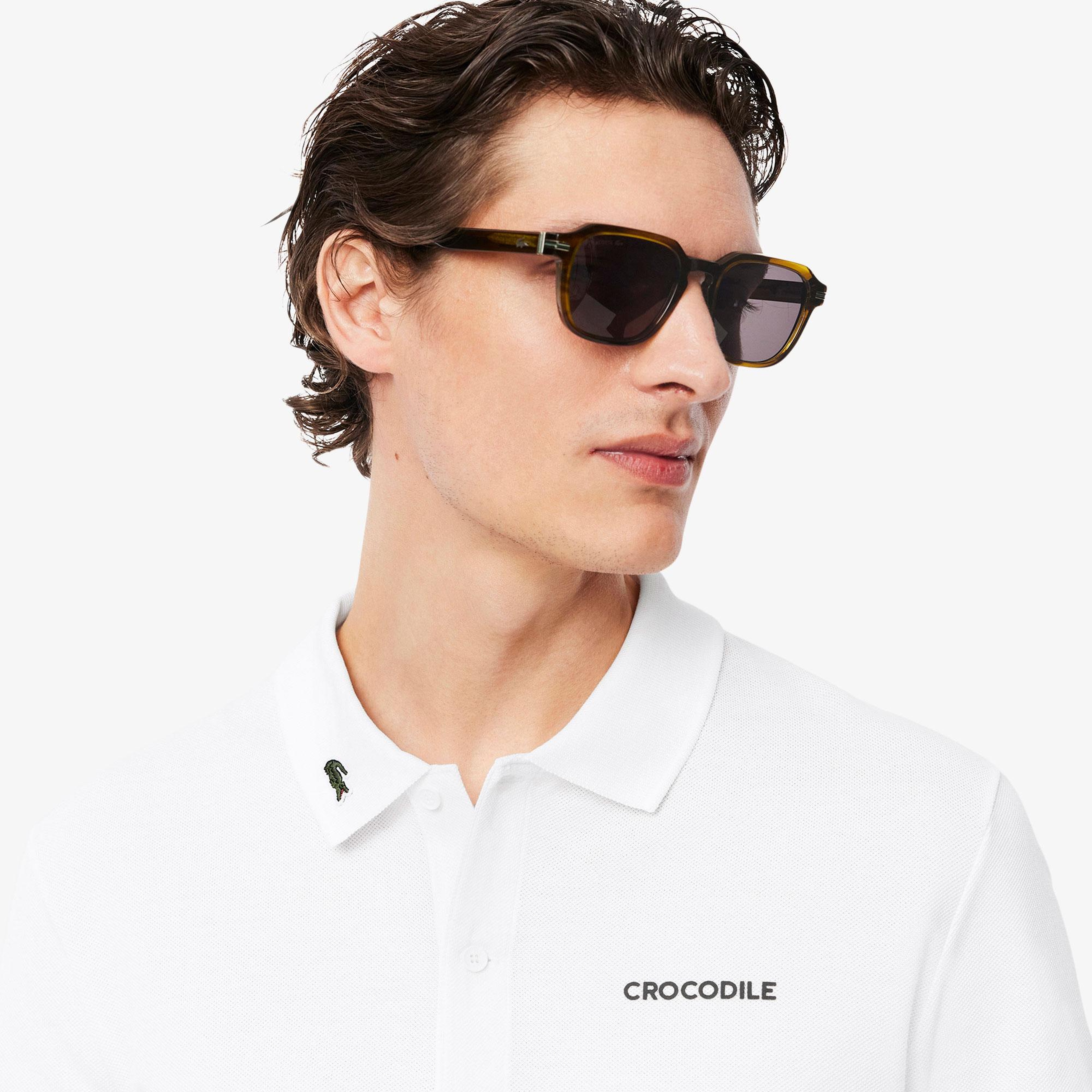 L.12.12 Erkek Regular Fit Baskılı Beyaz Polo