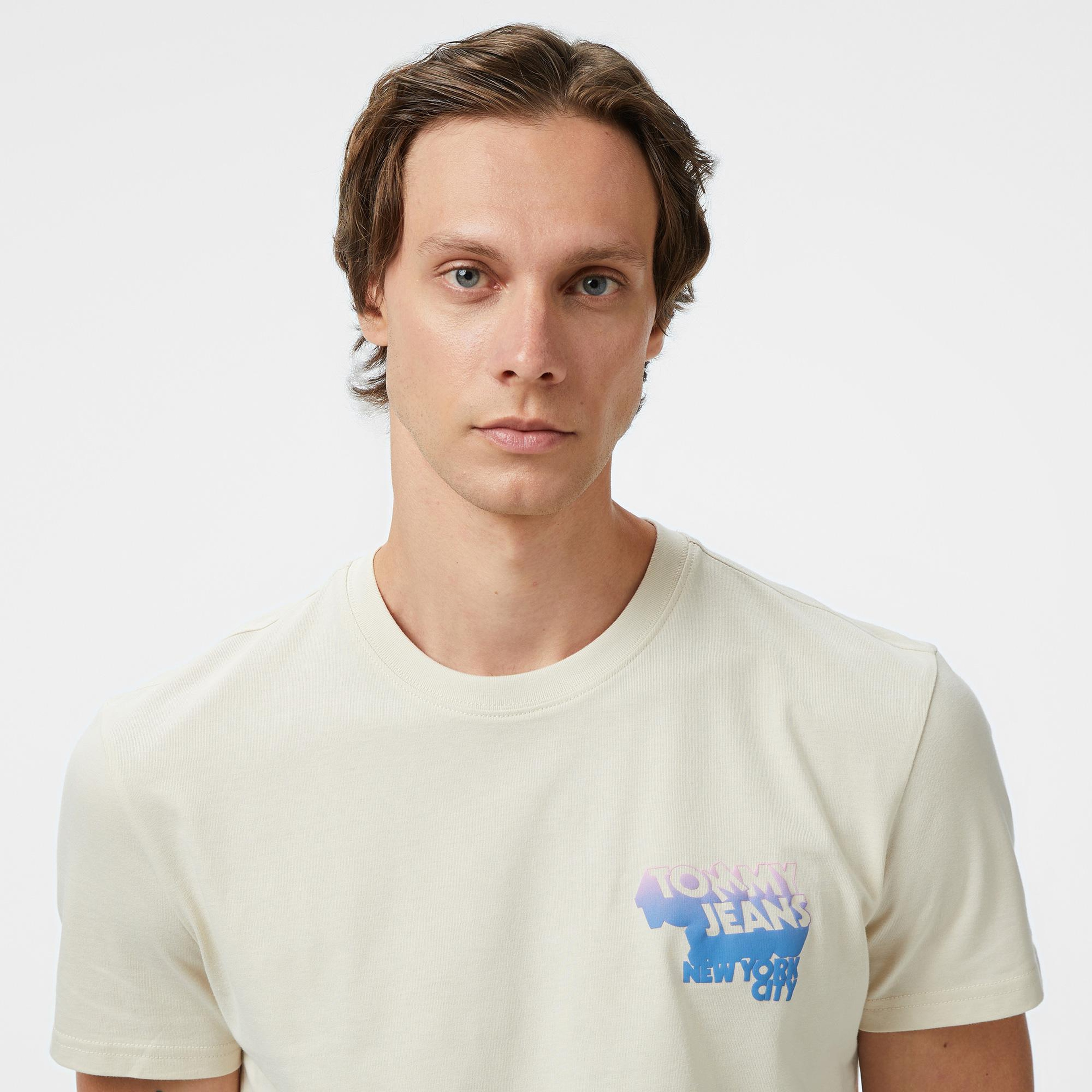 Tommy Hilfiger Back Logo Erkek Bej T-Shirt
