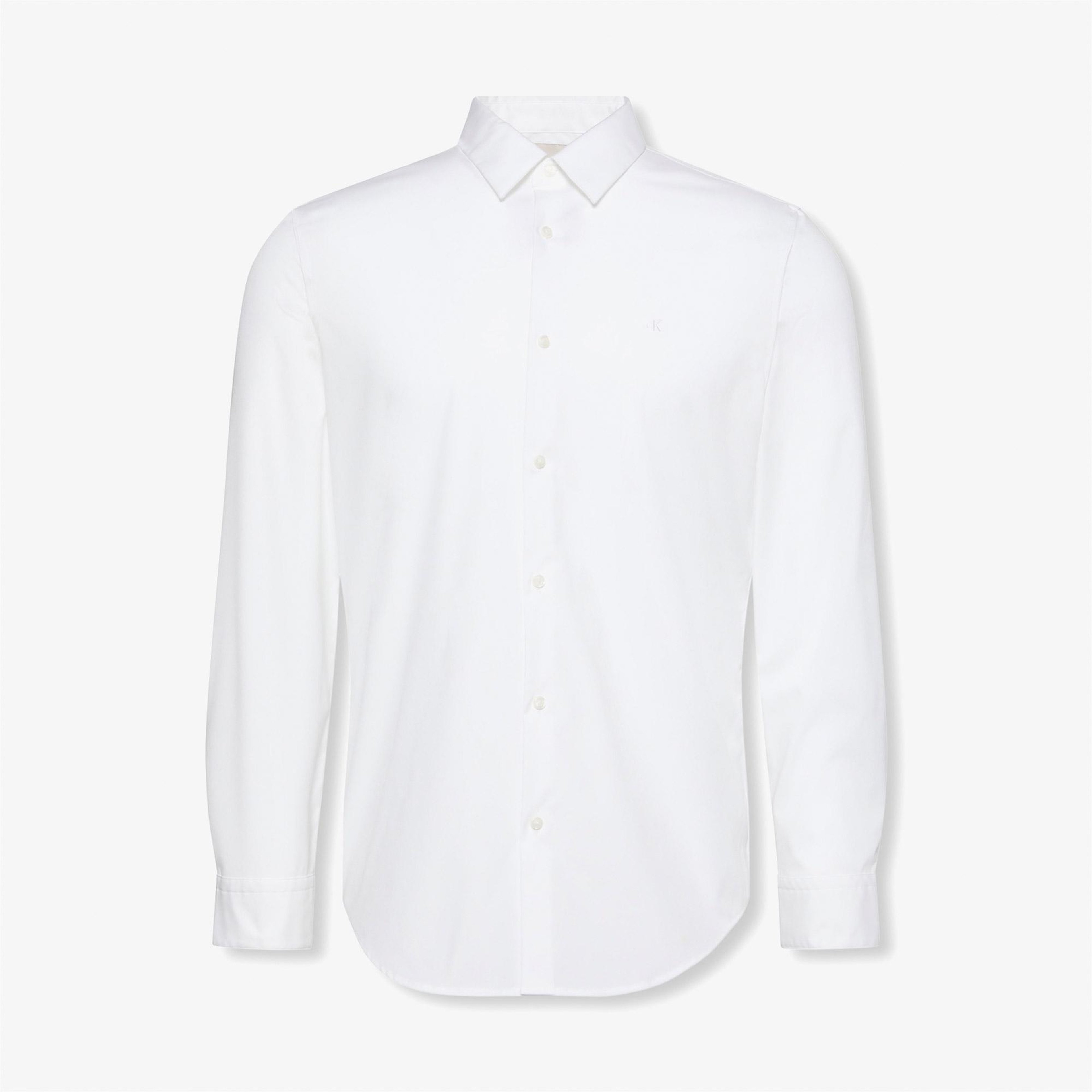 Calvin Klein Solid Slim Erkek Beyaz Gömlek