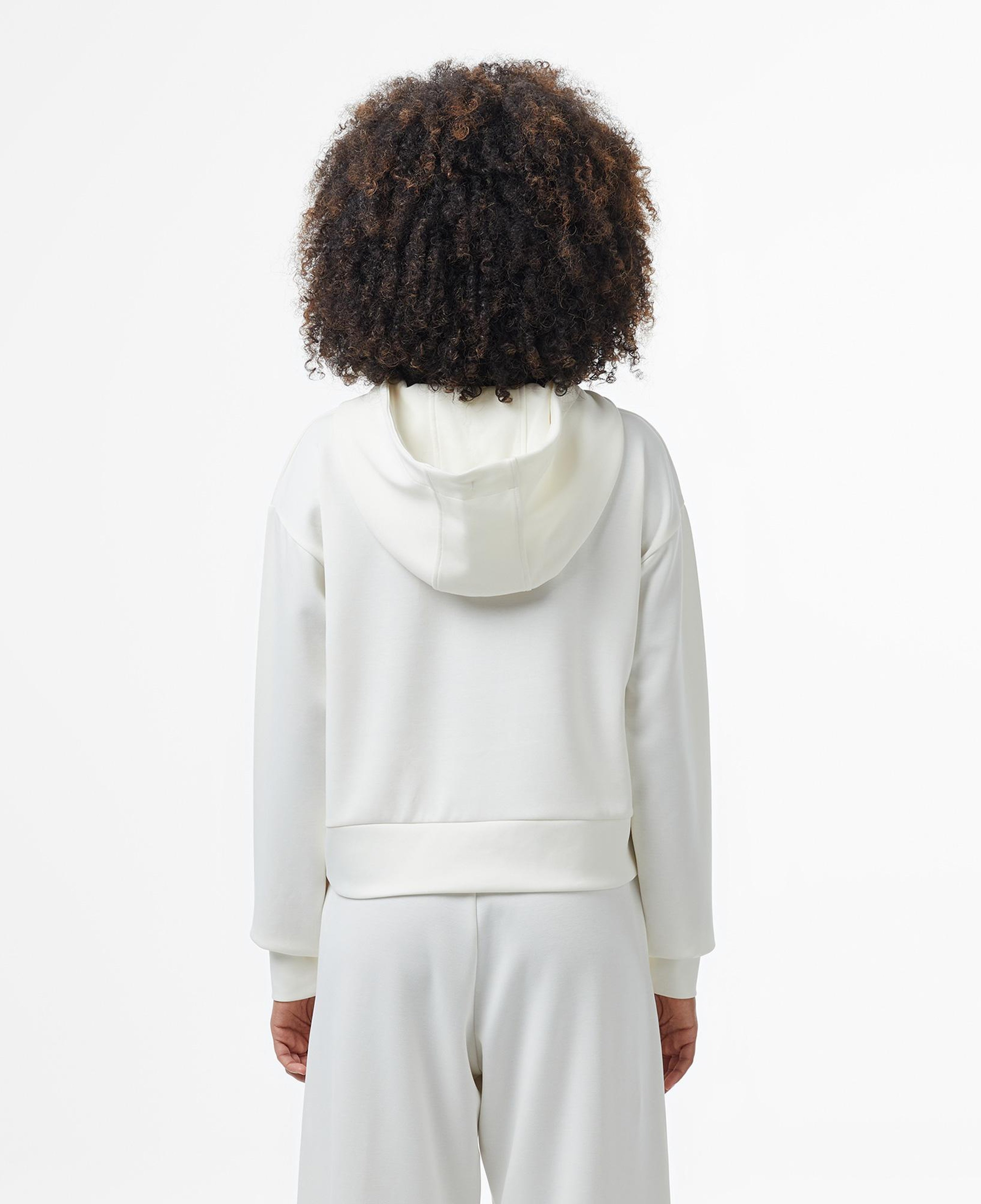 Kadın Relaxed Fit Kapüşonlu Baskılı Beyaz Modal Karışımlı Sweatshirt