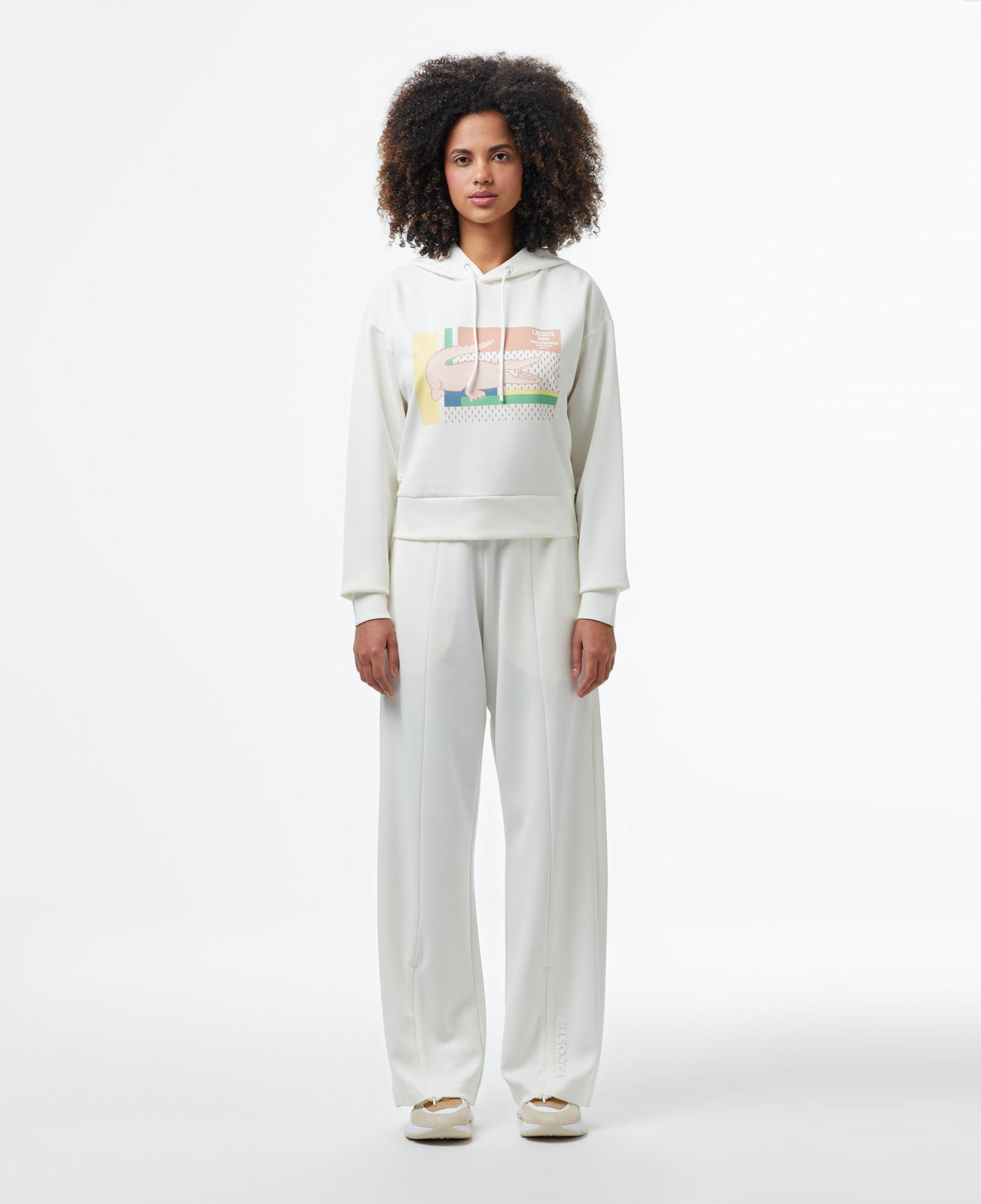 Kadın Relaxed Fit Kapüşonlu Baskılı Beyaz Modal Karışımlı Sweatshirt