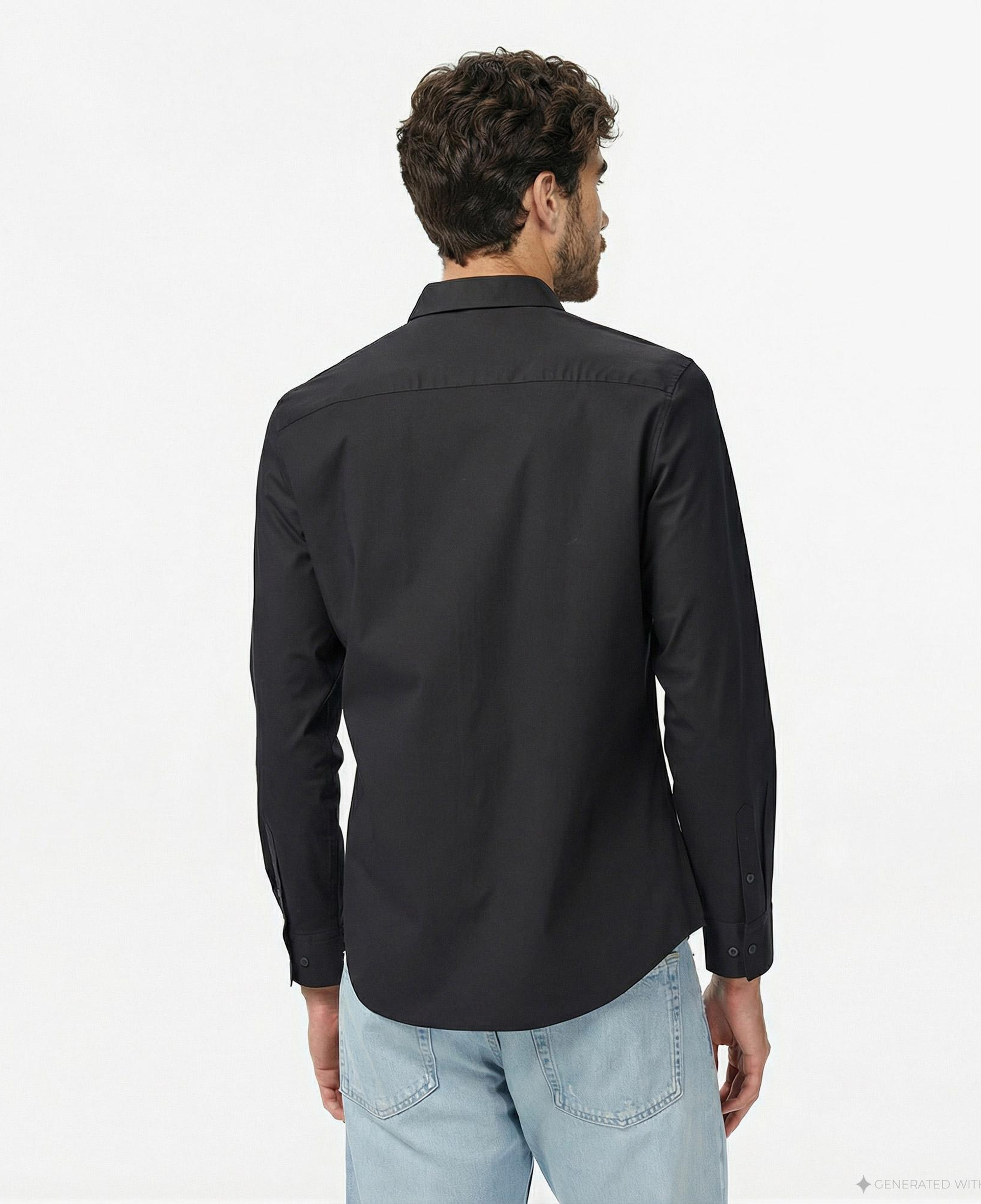 Calvin Klein Solid Slim Erkek Siyah Gömlek