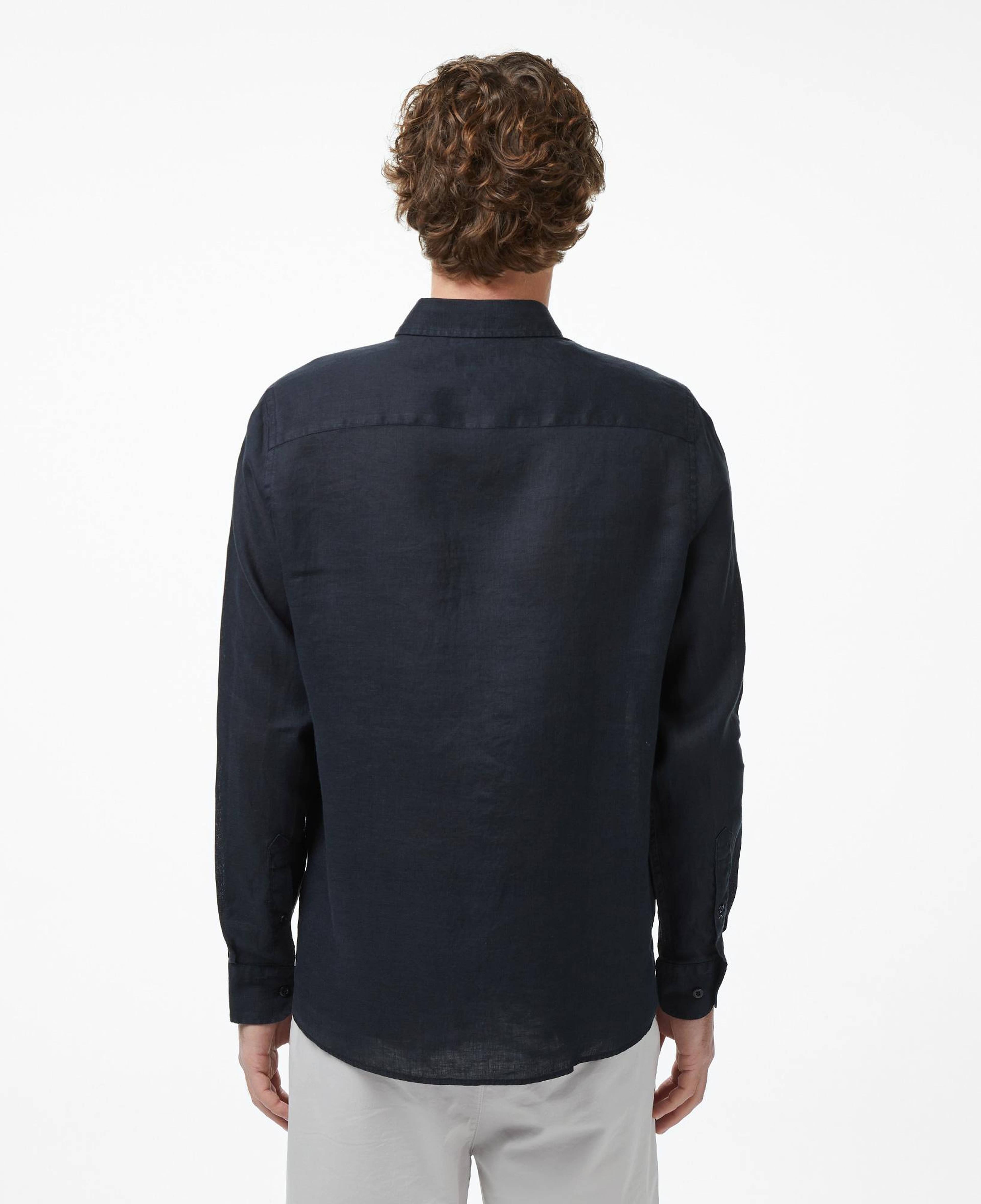 Nautica Erkek Siyah Regular Fit Keten Gömlek