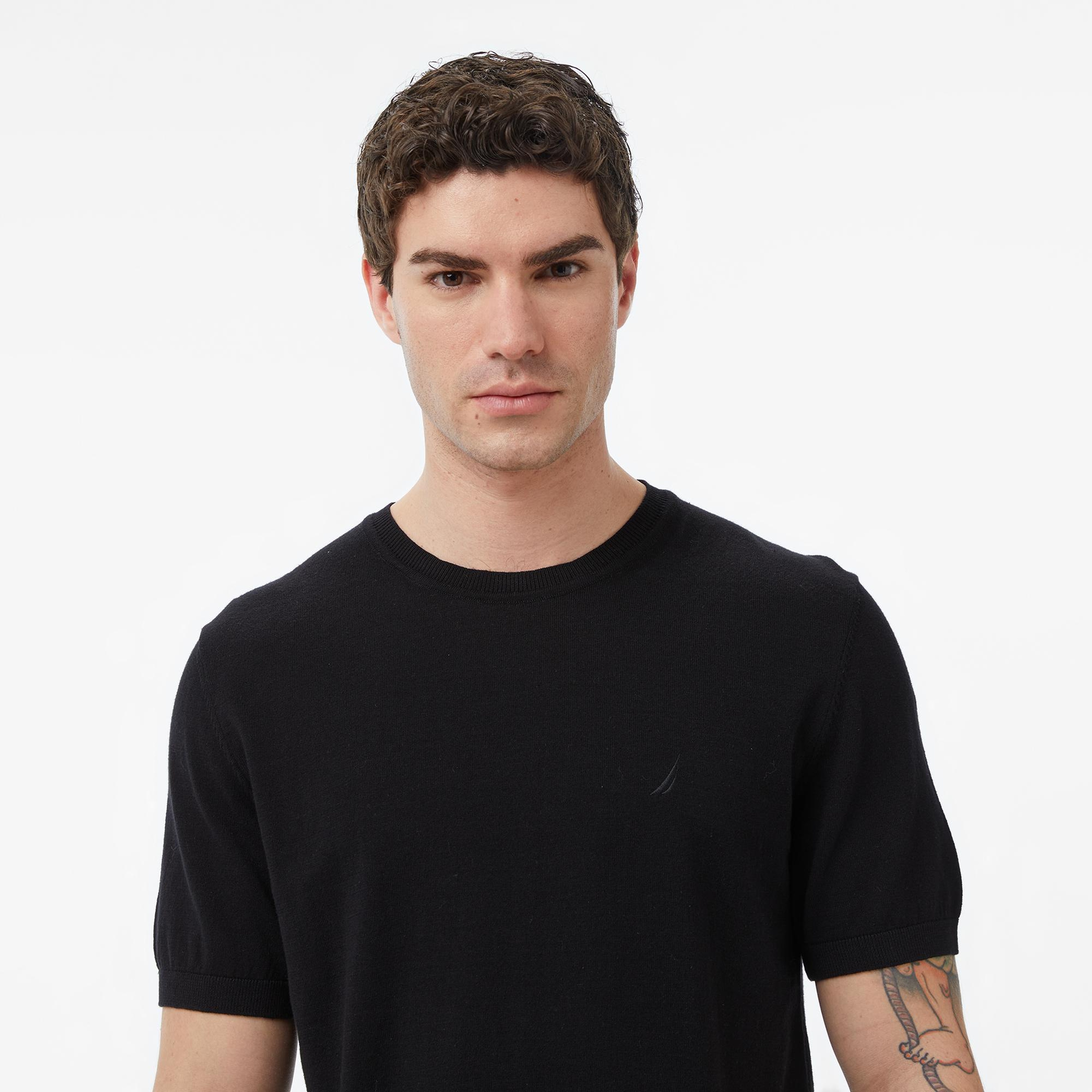 Nautica Erkek Siyah Regular Fit Kısa Kollu Triko