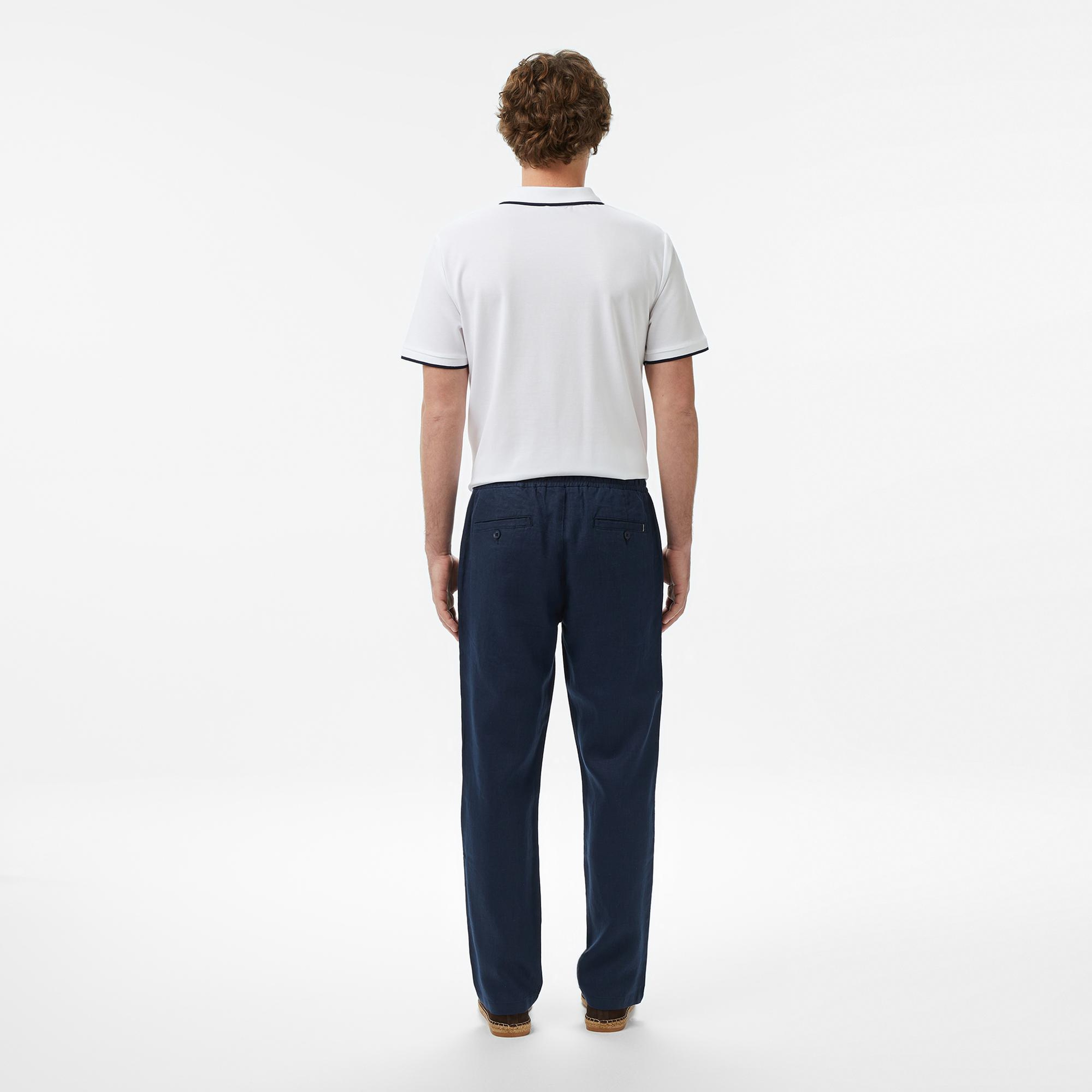 Nautica Erkek Lacivert Regular Fit Keten Pantolon