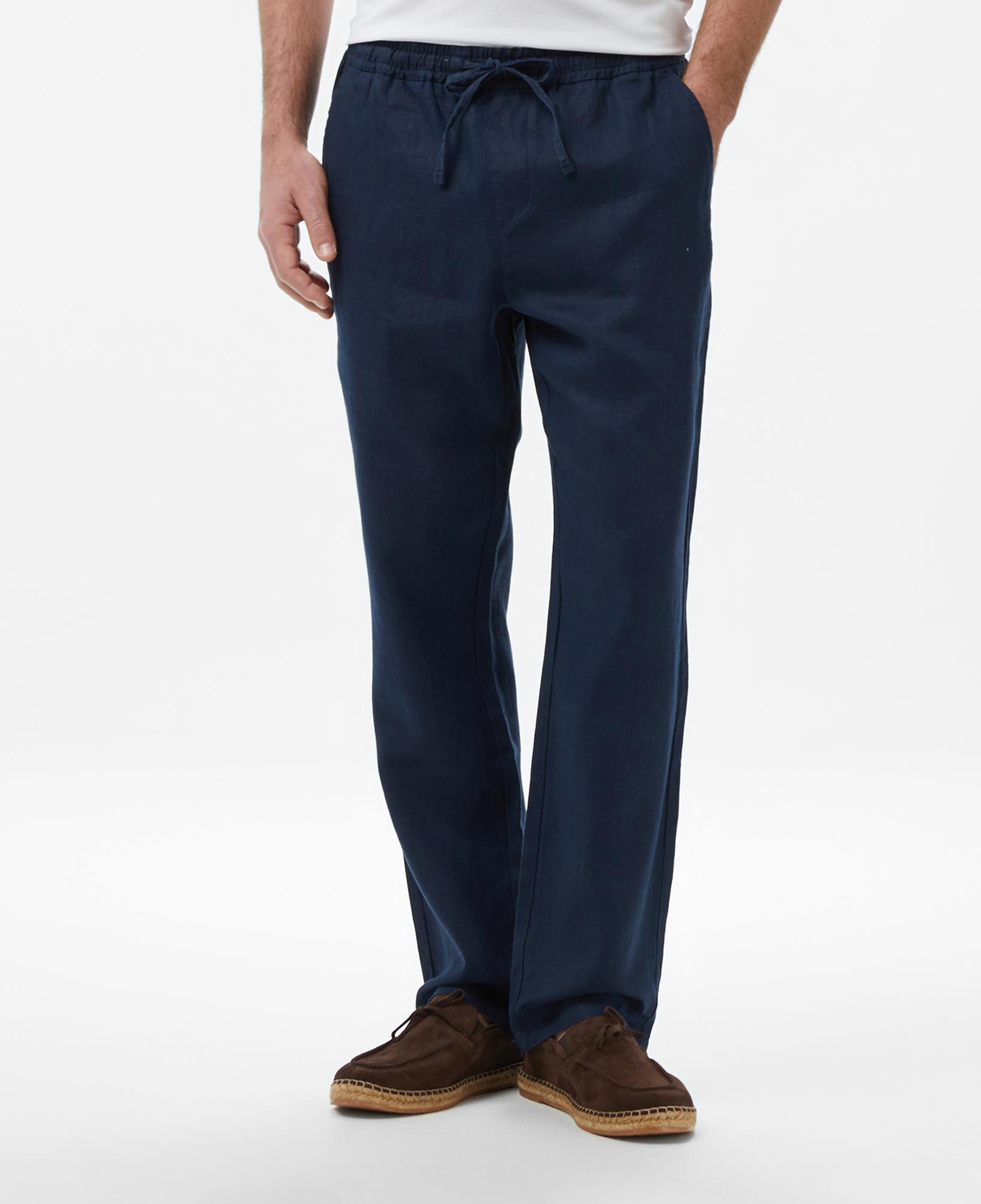 Nautica Erkek Lacivert Regular Fit Keten Pantolon