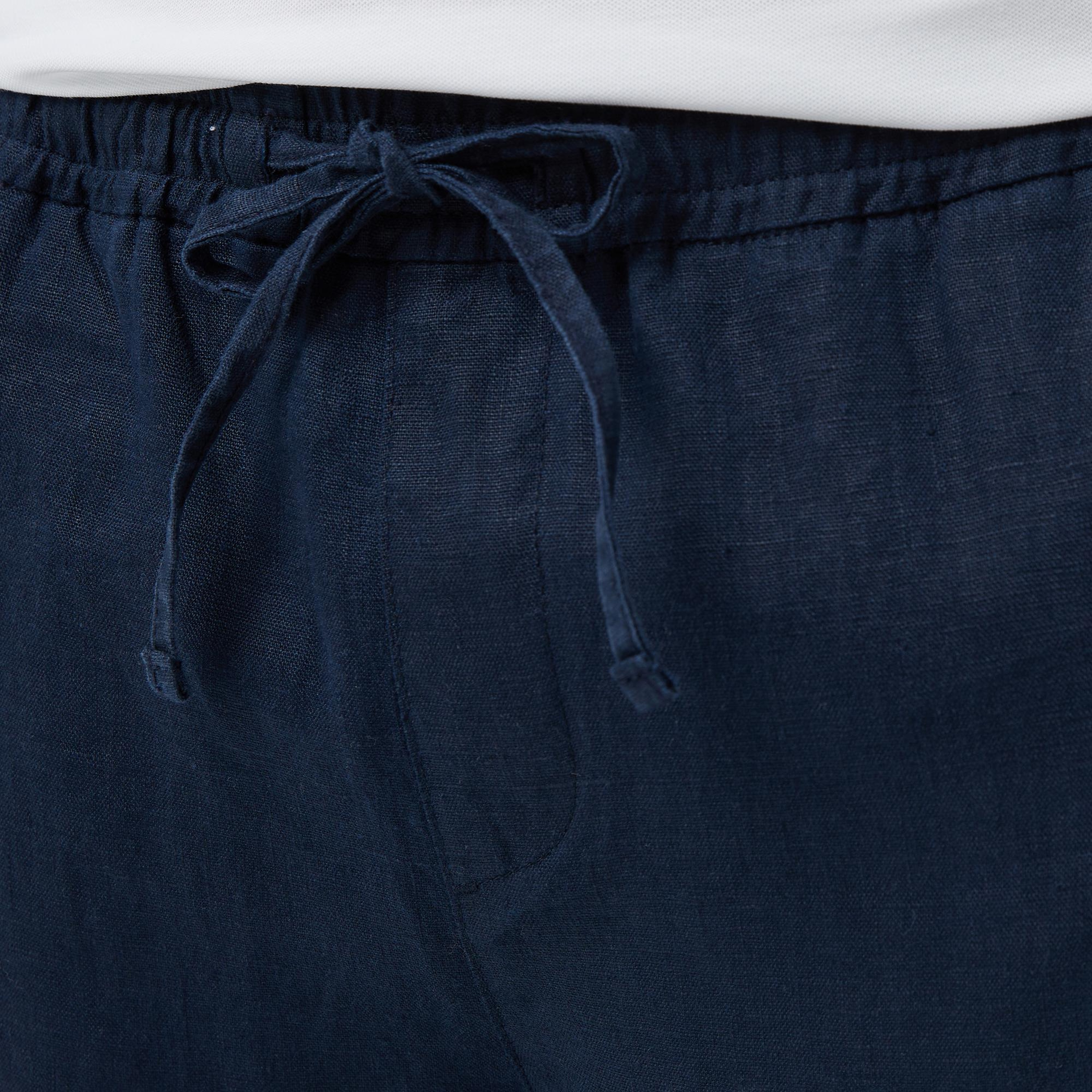 Nautica Erkek Lacivert Regular Fit Keten Pantolon