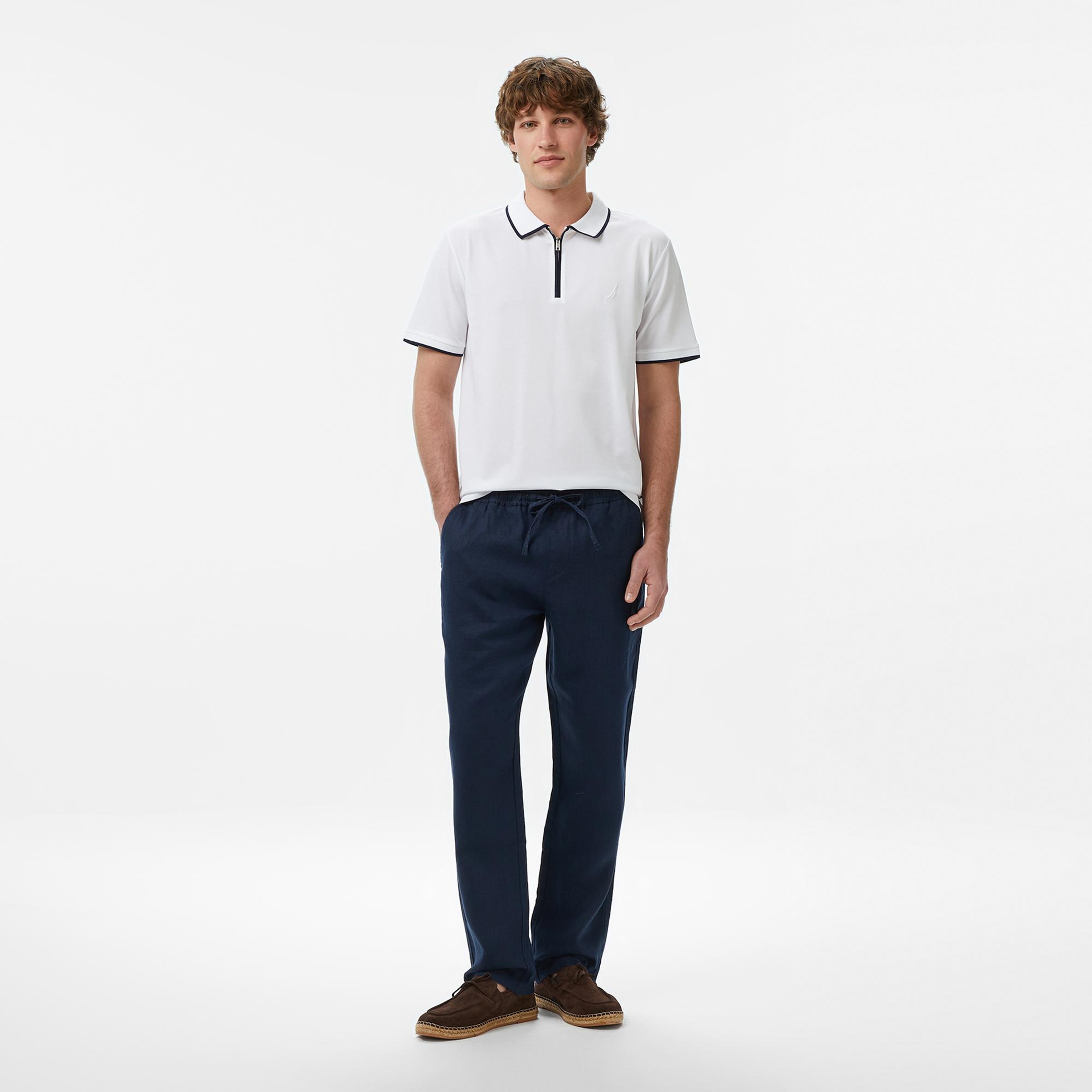 Nautica Erkek Lacivert Regular Fit Keten Pantolon