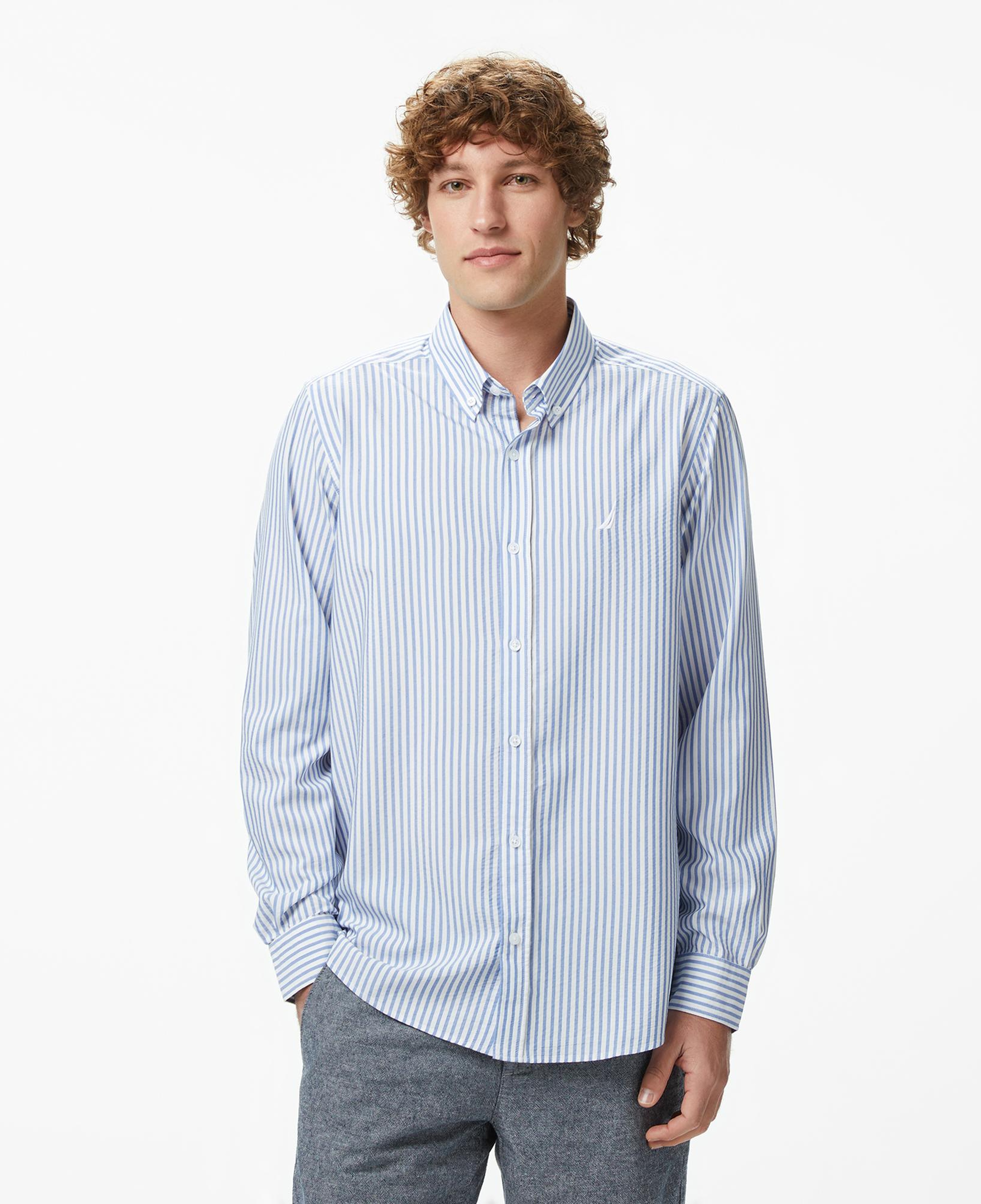 Nautica Erkek Mavi Regular Fit Çizgili Gömlek
