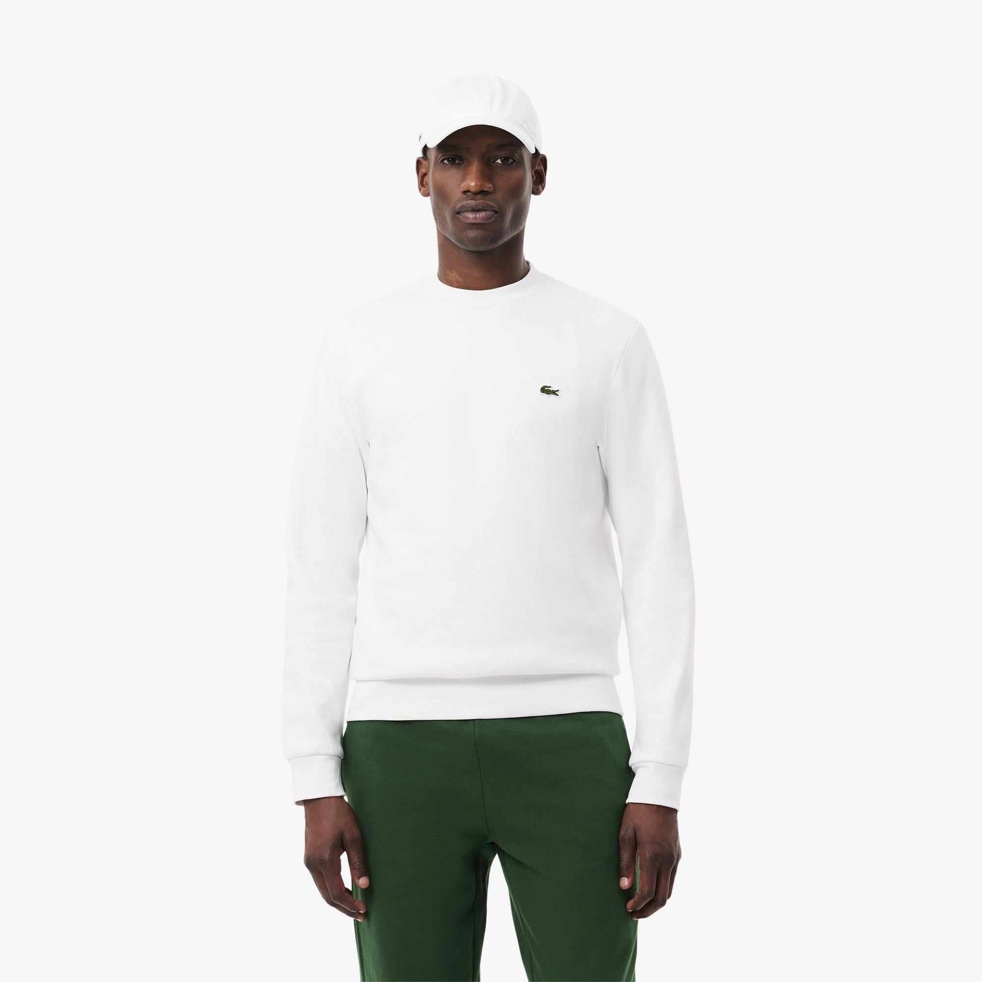 Erkek Classic Fit Bisiklet Yaka Organik Pamuk Beyaz Sweatshirt