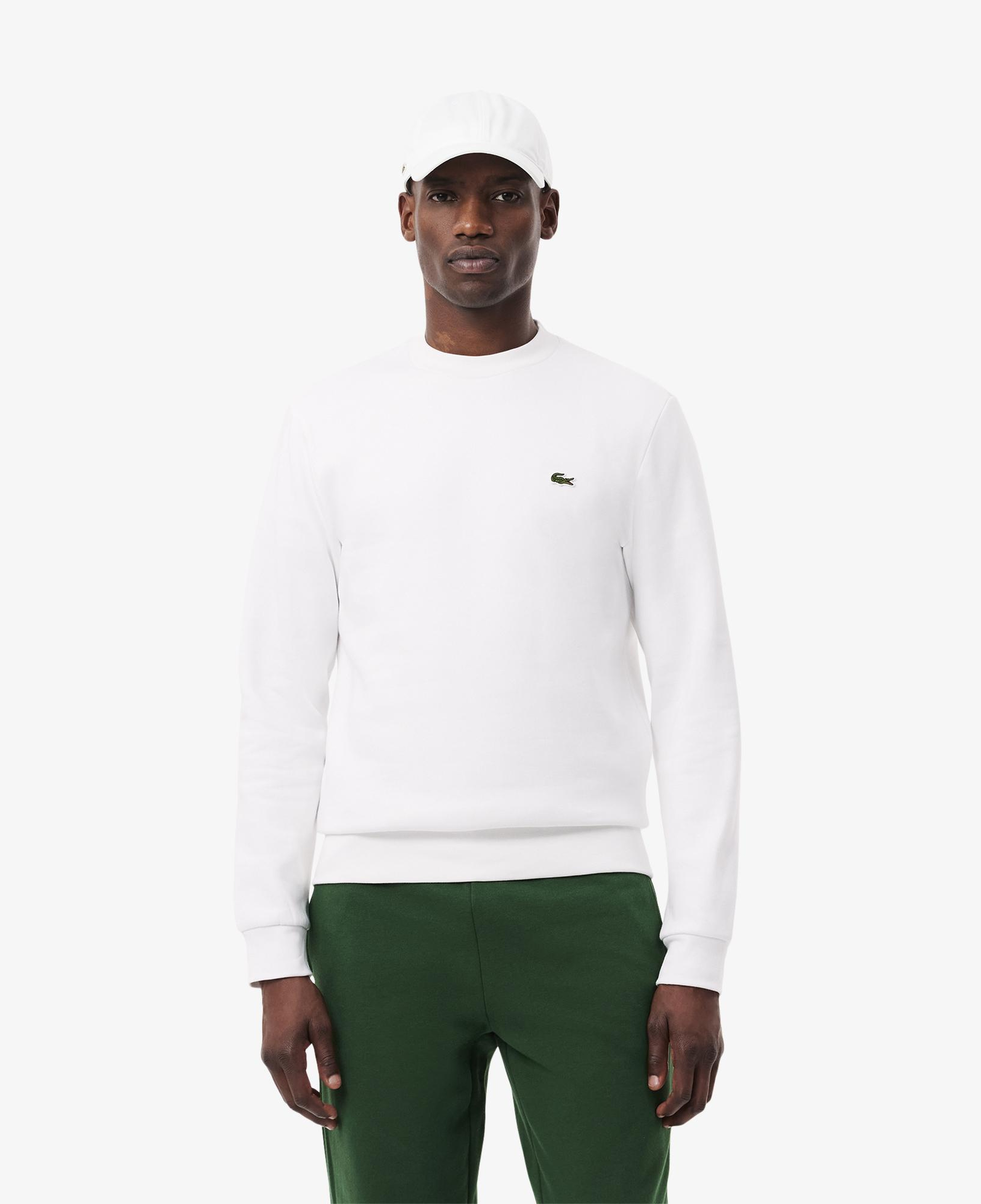 Erkek Classic Fit Bisiklet Yaka Organik Pamuk Beyaz Sweatshirt