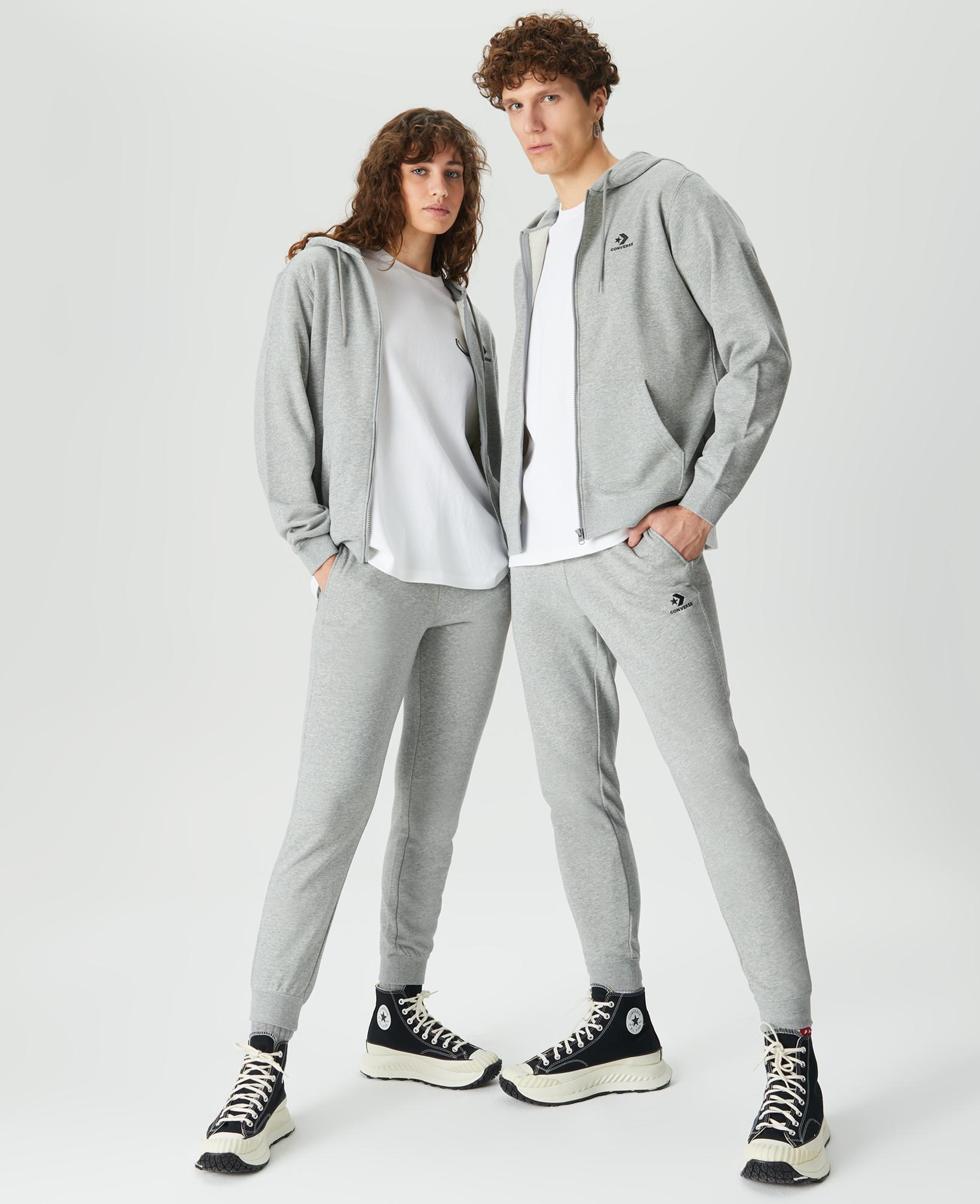 Converse Go-To Embroidered Star Chevron Standard Fit Full-Zip Unisex Gri Kapüşonlu Eşofman Üstü