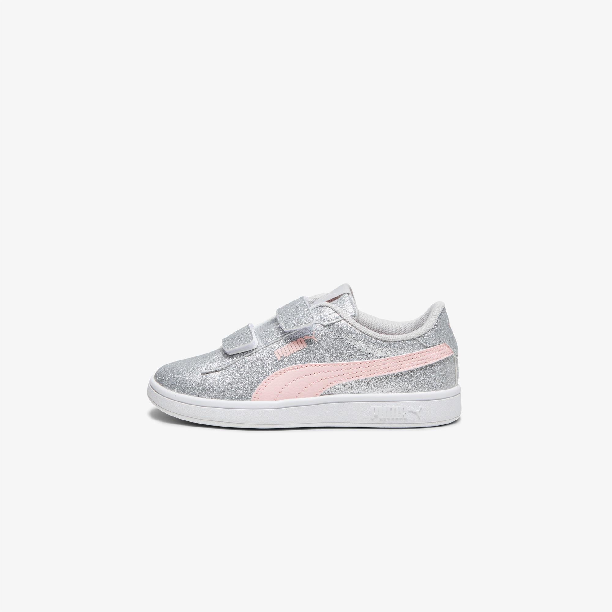 Puma Smash 3.0 Gliz Glam V Çocuk Gri Spor Ayakkabı