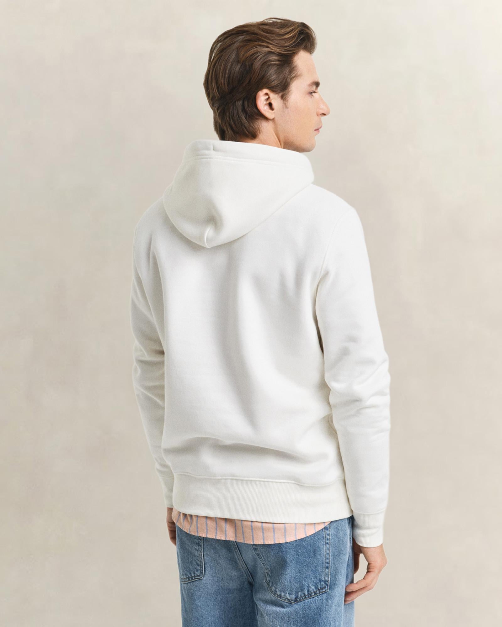 GANT Erkek Krem Regular Fit Kapüşonlu Sweatshirt
