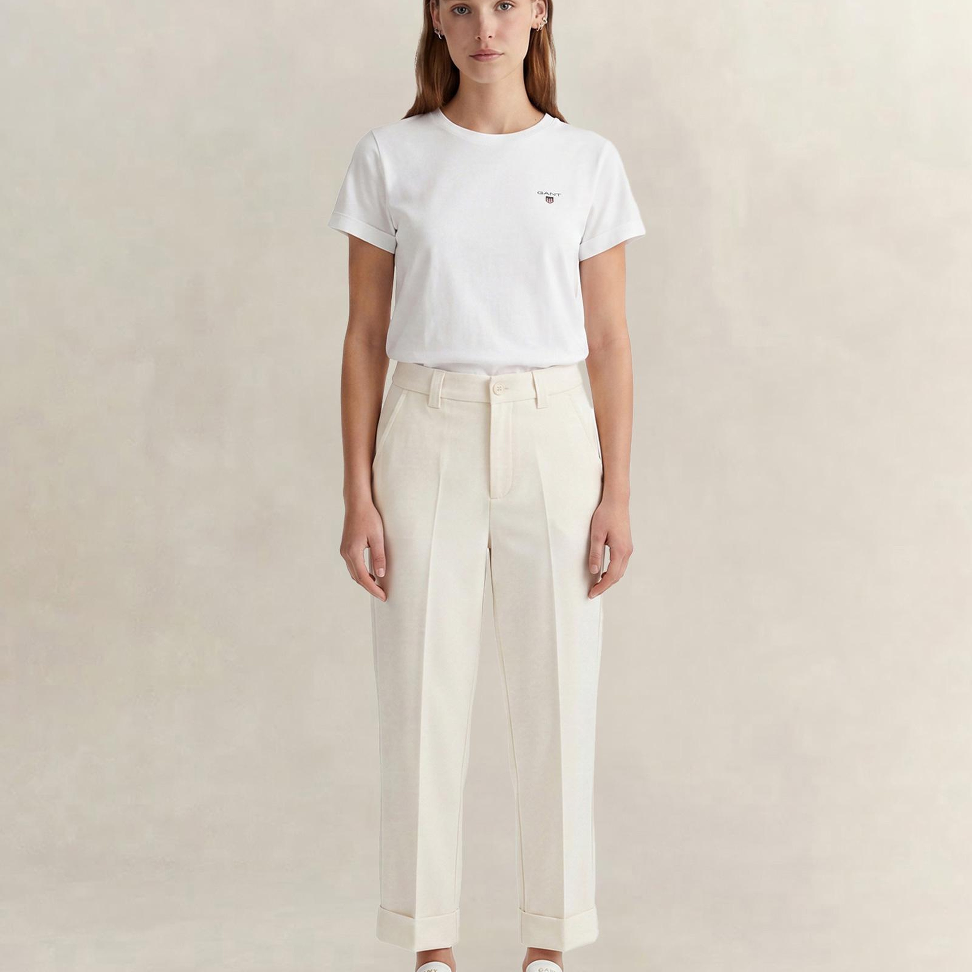 GANT Kadın Krem Regular Fit Pantolon