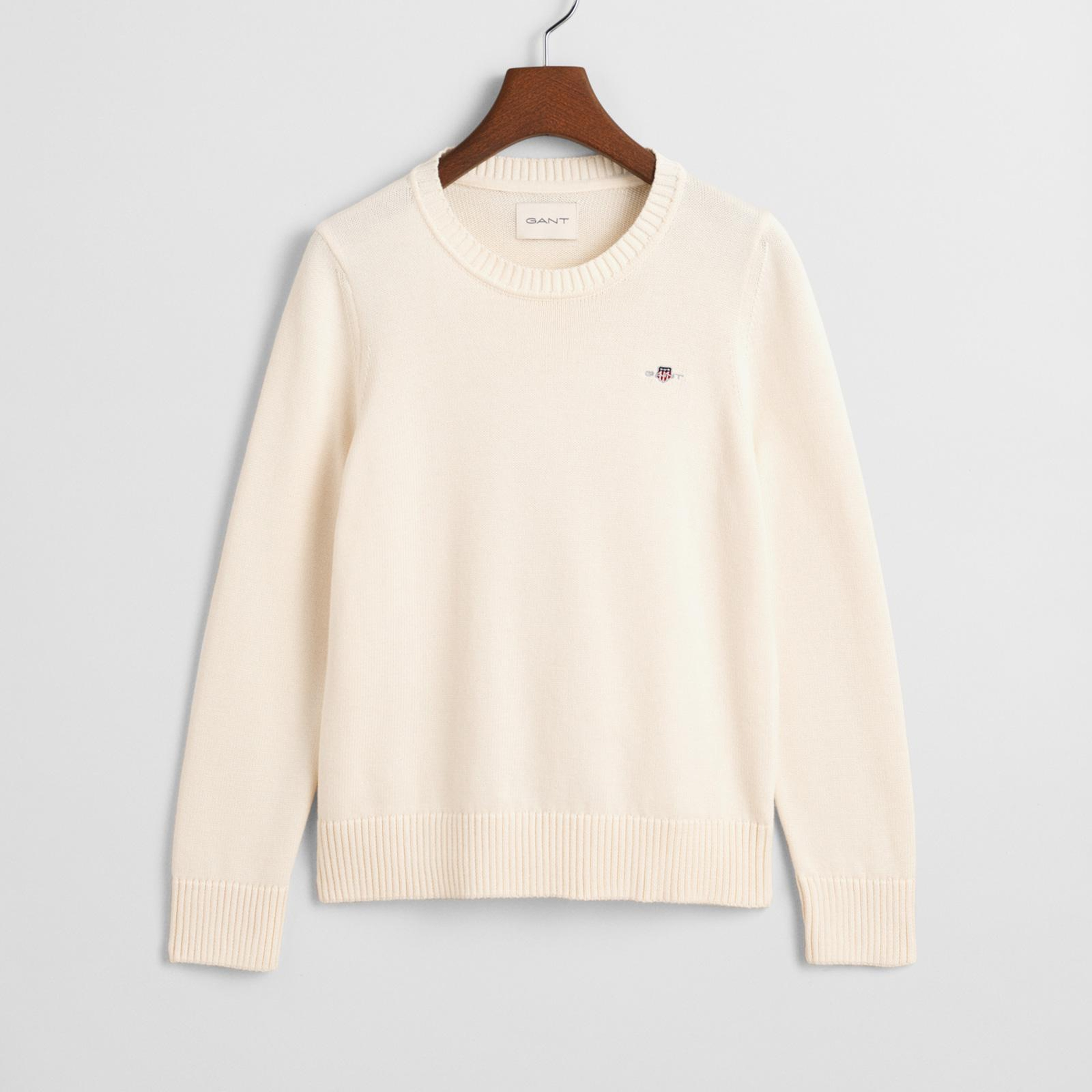 GANT Kadın Krem Regular Fit Bisiklet Yaka Triko Kazak