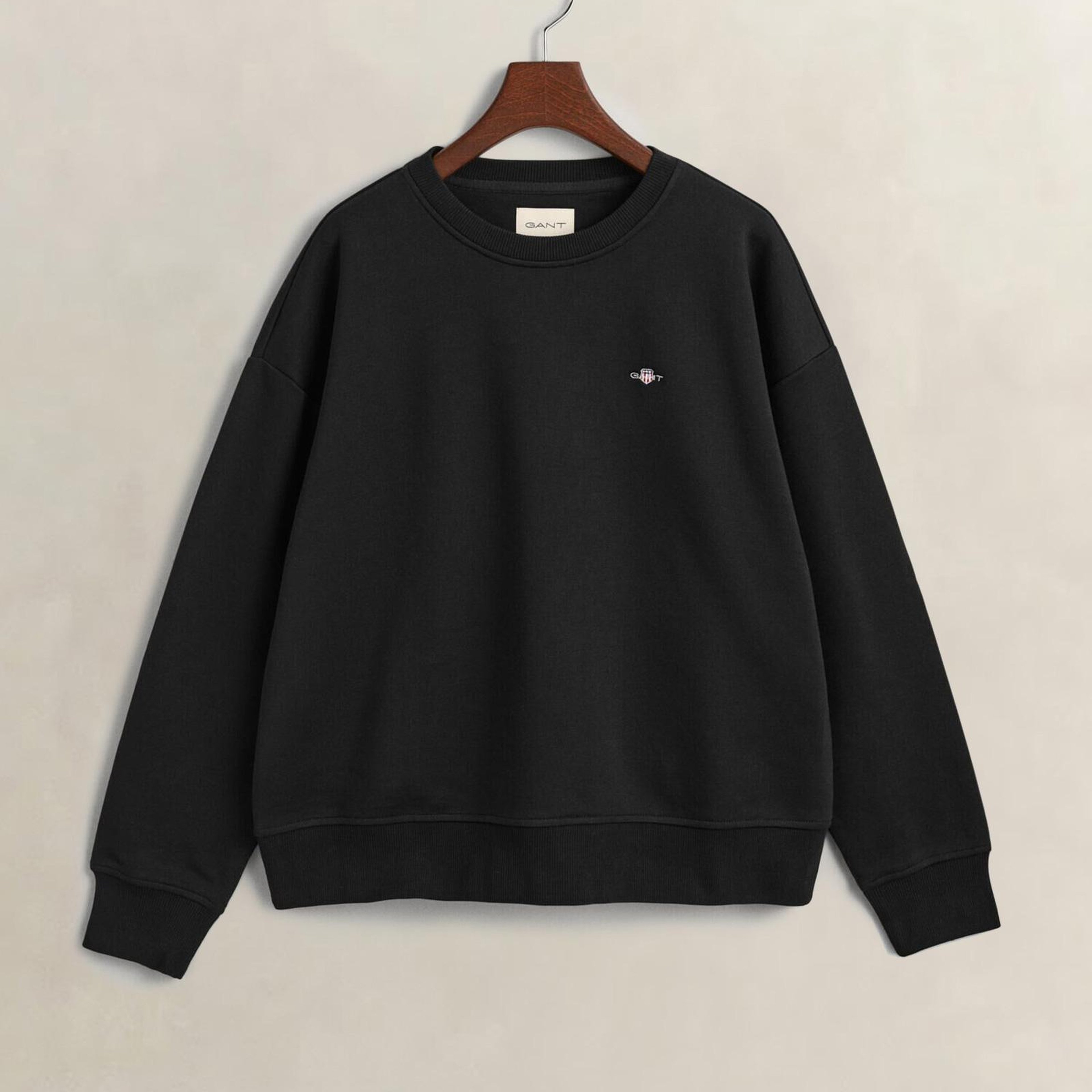GANT Kadın Siyah Relaxed Fit Bisiklet Yaka Sweatshirt