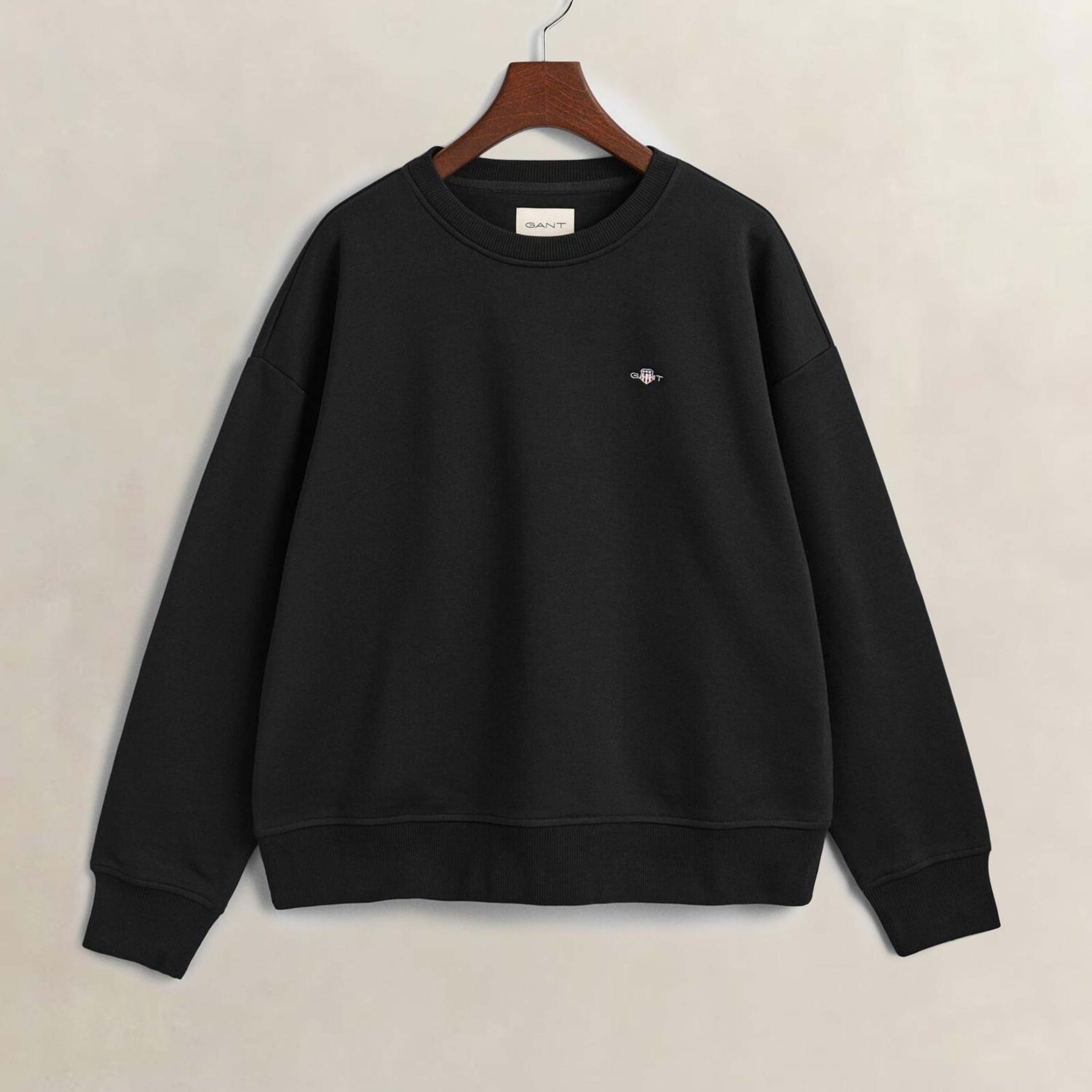GANT Kadın Siyah Relaxed Fit Bisiklet Yaka Sweatshirt