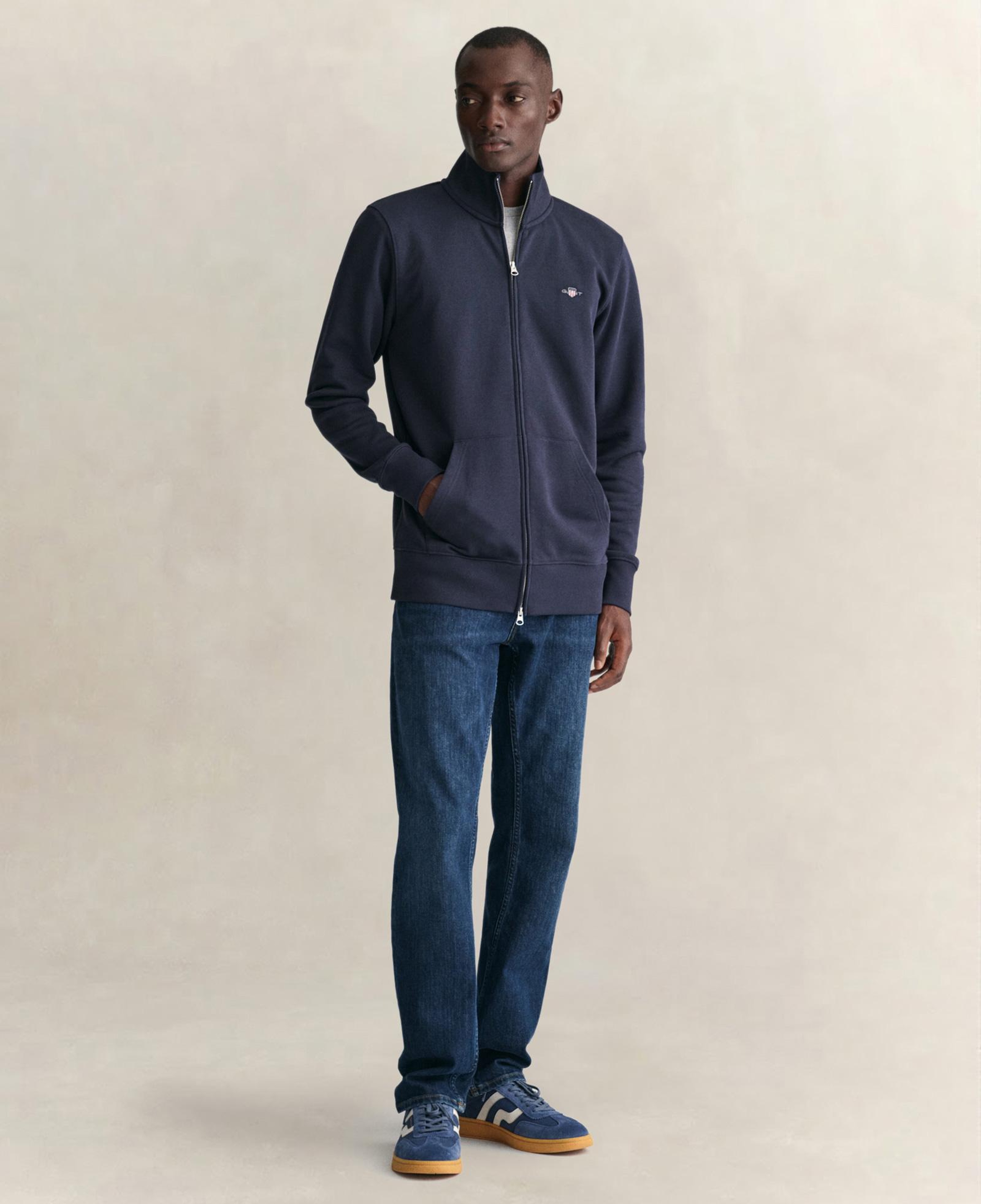 GANT Erkek Lacivert Fermuarlı Logolu Sweatshirt