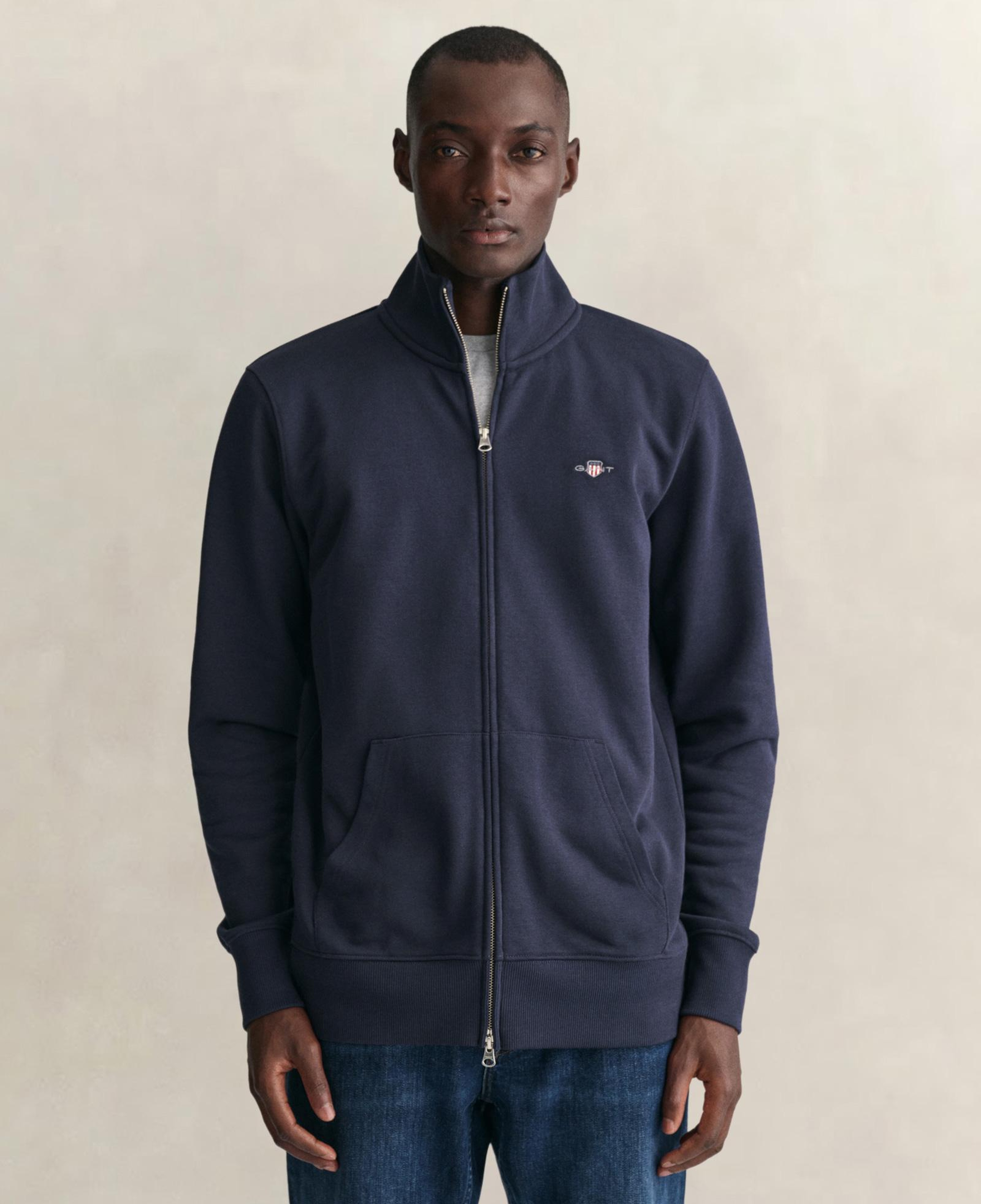GANT Erkek Lacivert Fermuarlı Logolu Sweatshirt