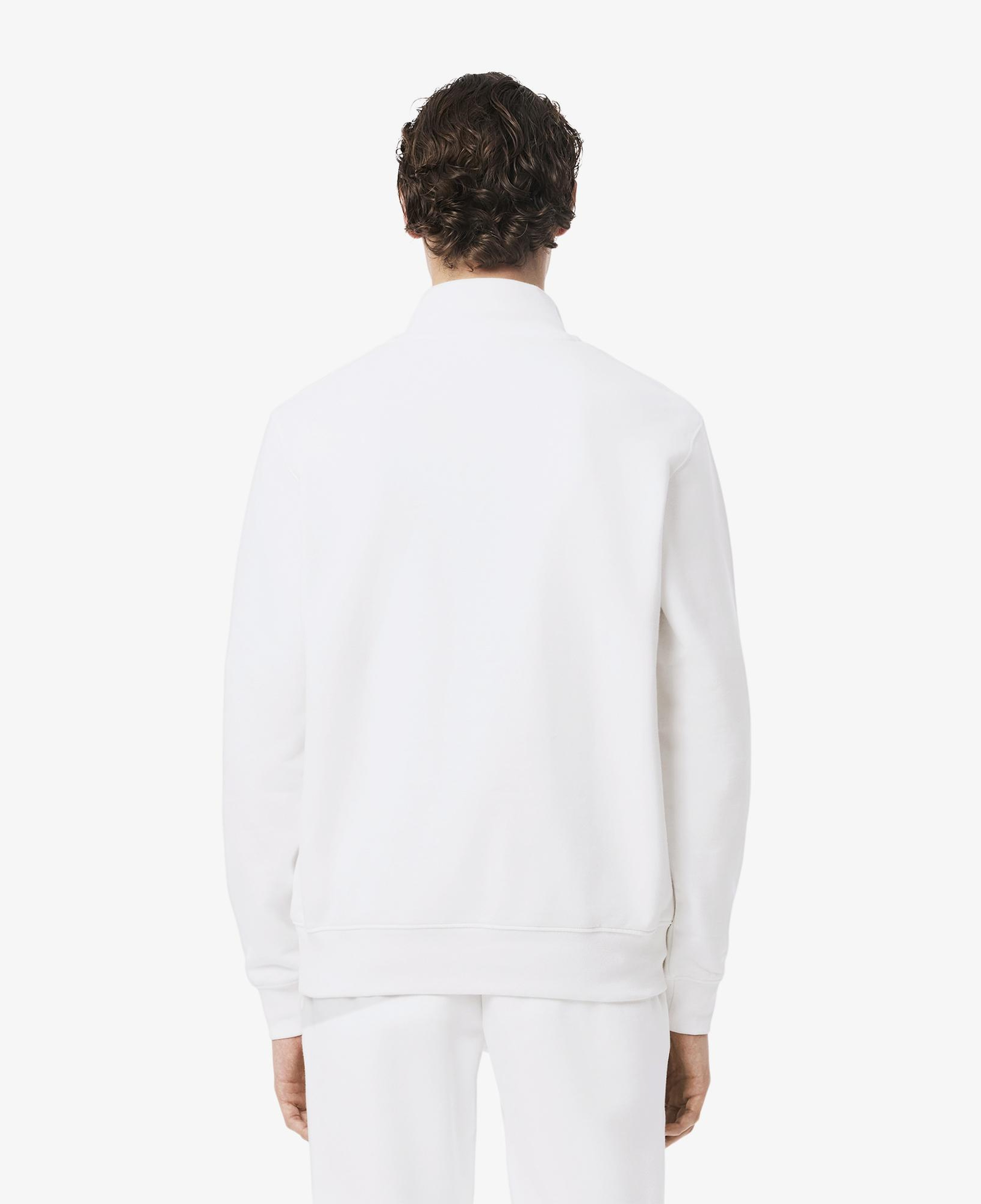 Erkek Classic Fit Yarım Fermuarlı Beyaz Sweatshirt