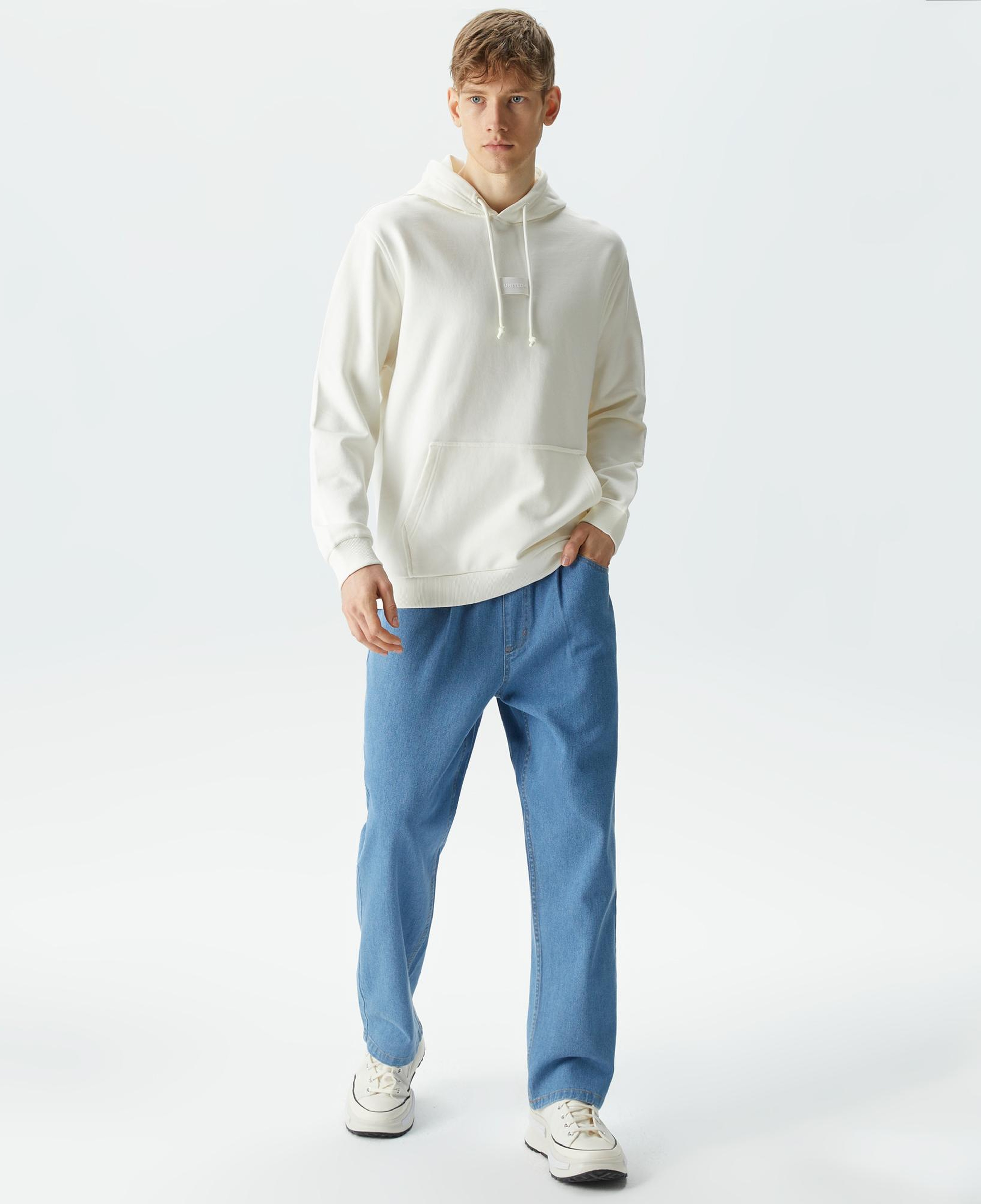 UNITED4 Classic Erkek Beyaz Hoodie