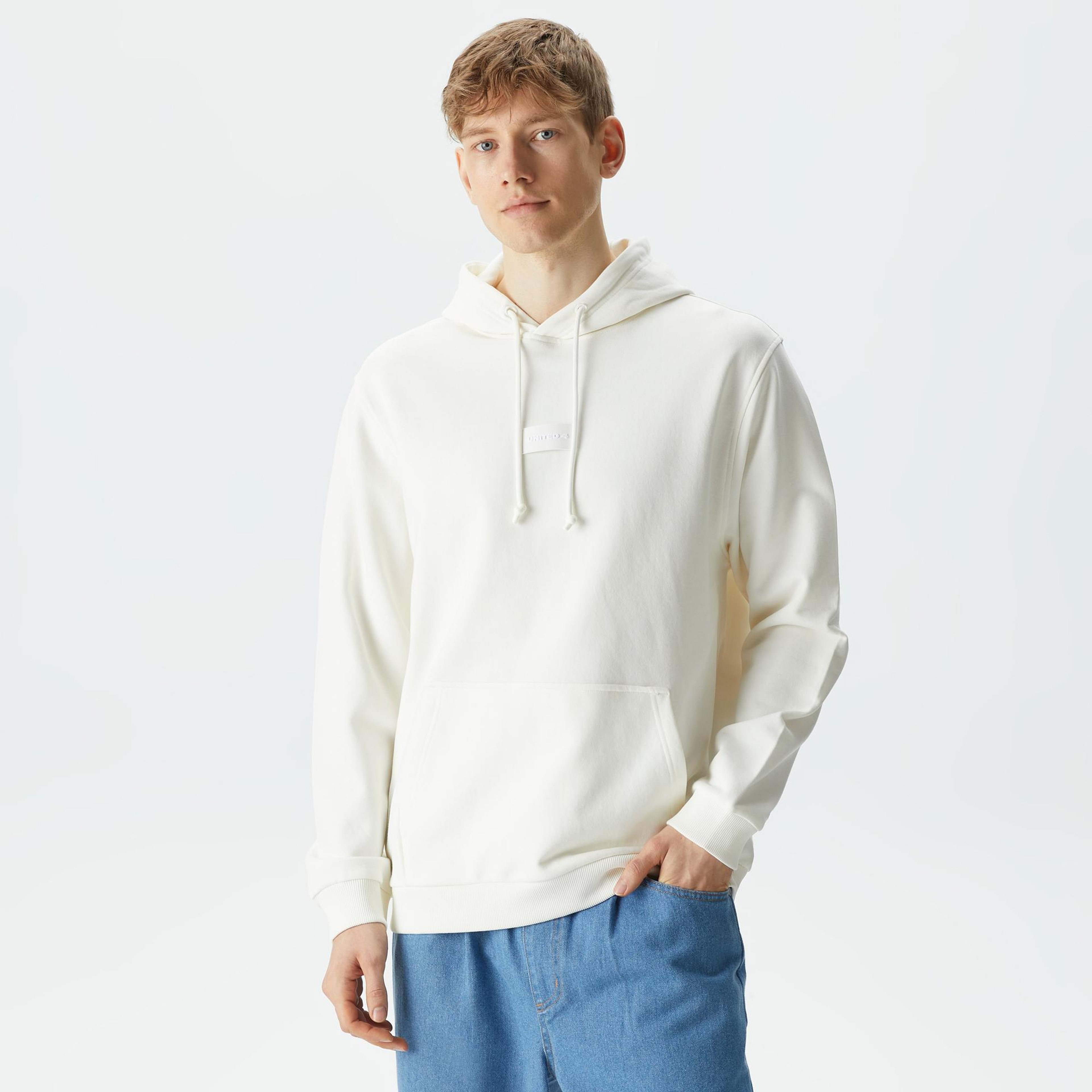 UNITED4 Classic Erkek Beyaz Hoodie