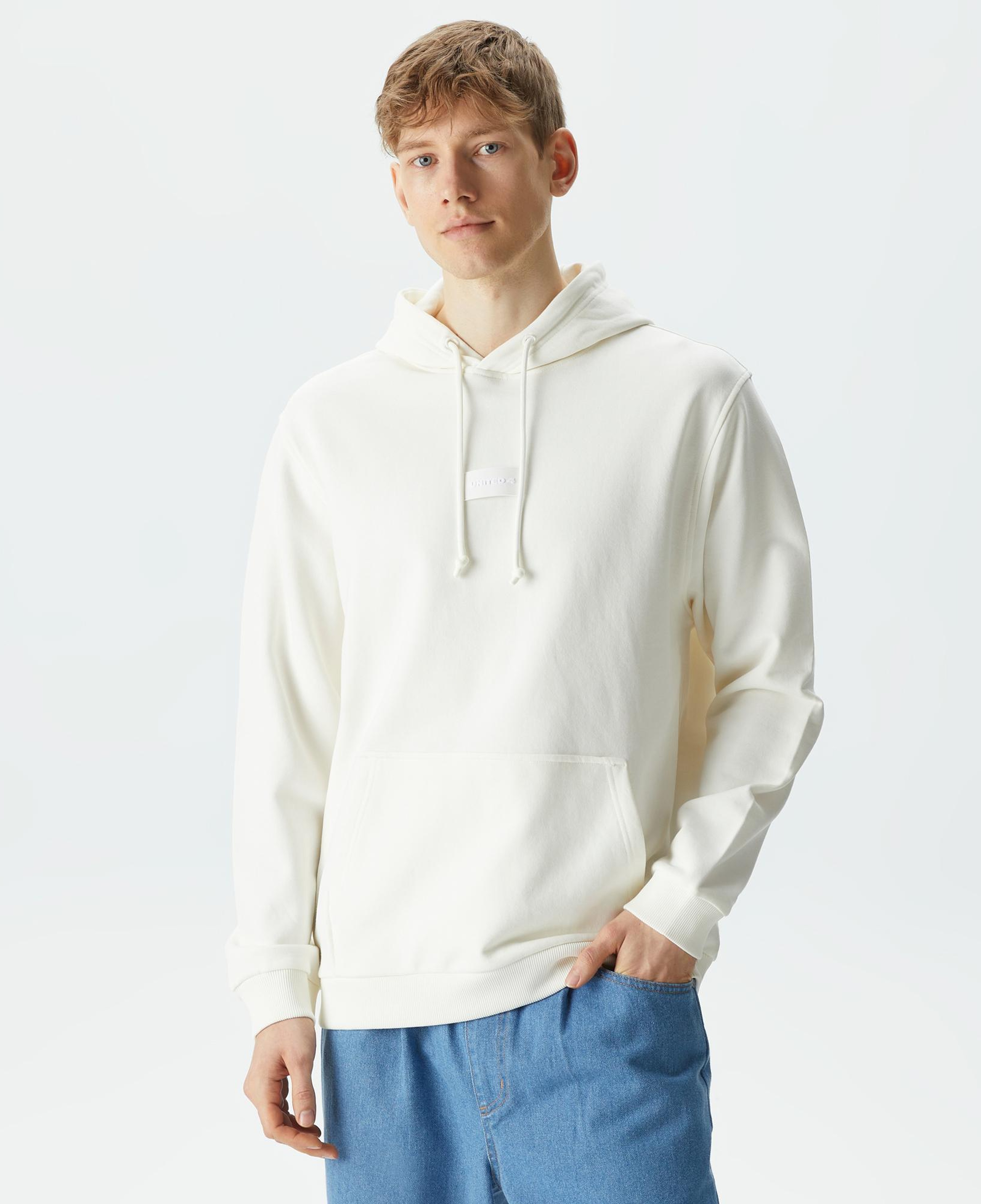 UNITED4 Classic Erkek Beyaz Hoodie