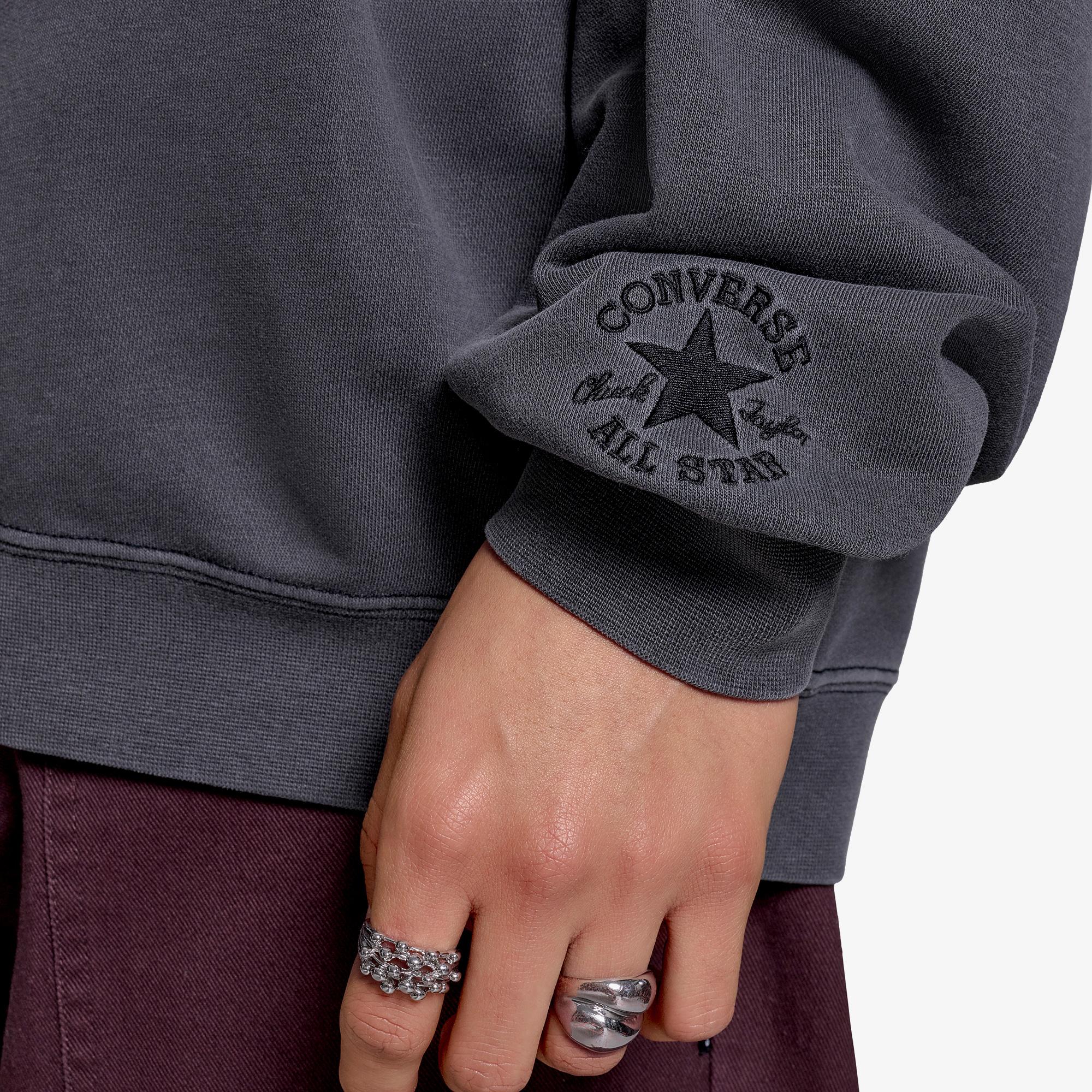Converse Loose Fit Sneaker Patch Half Zip Erkek Siyah Sweatshirt