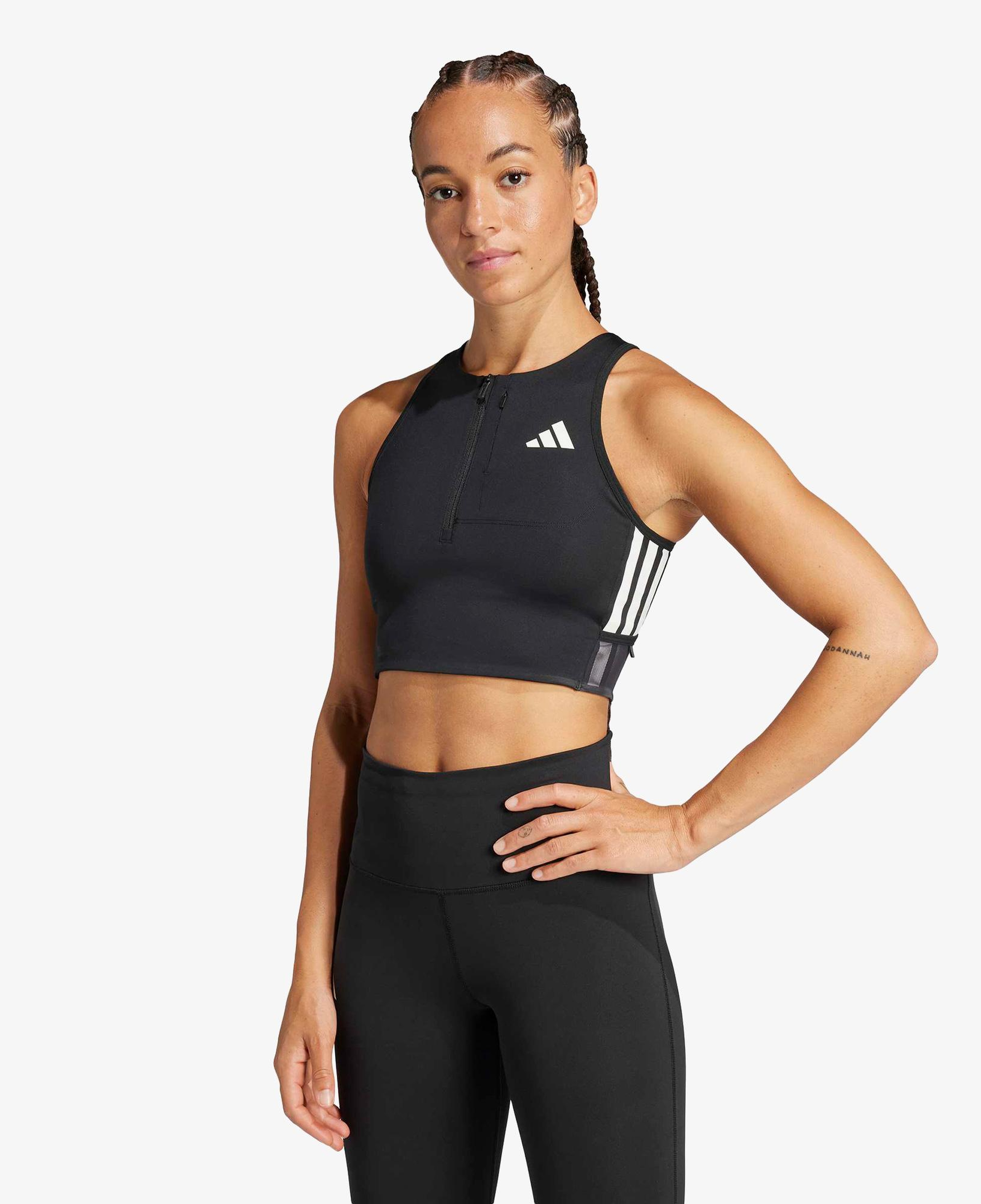adidas Adizero Crop Kadın Siyah Kısa Kollu Atlet