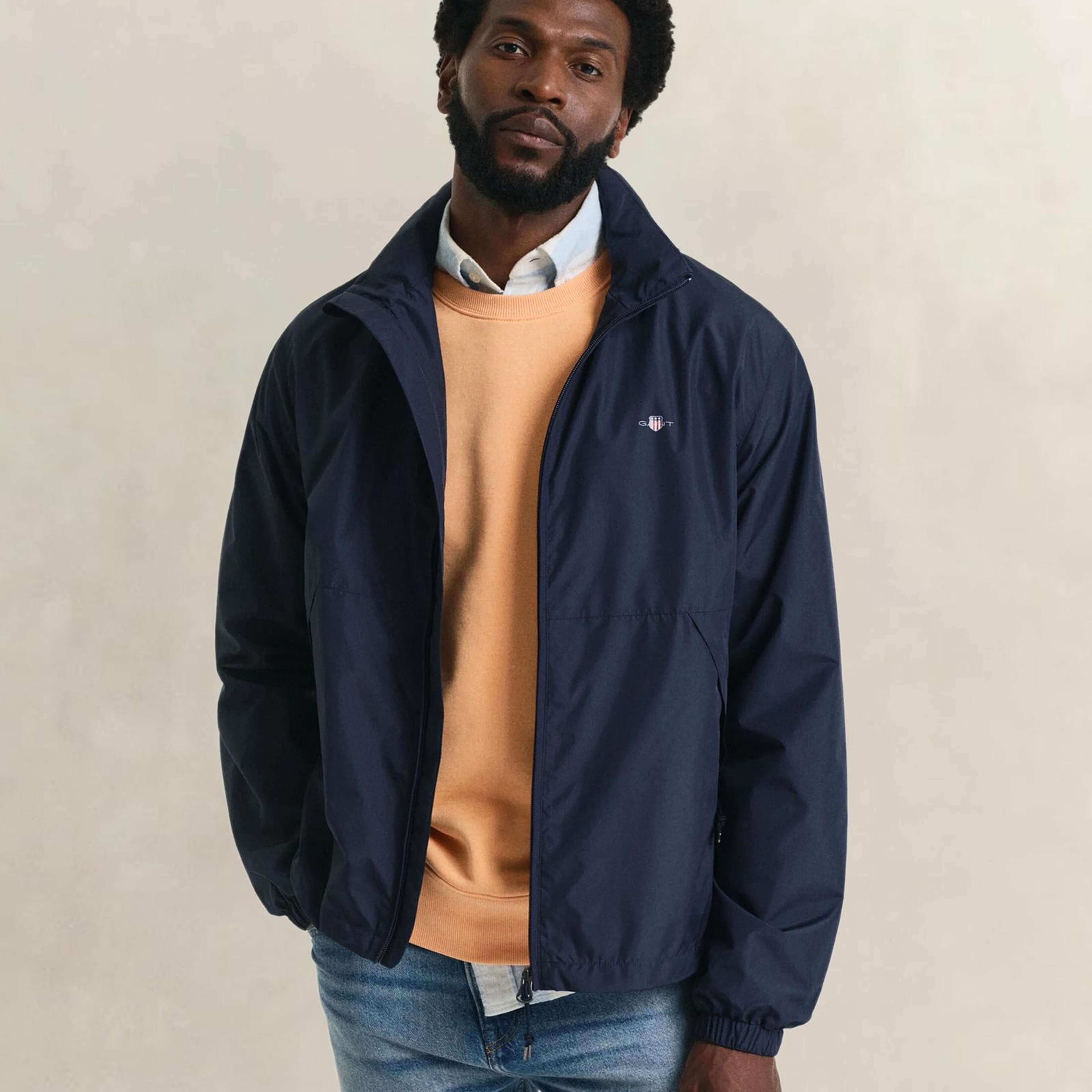 GANT Erkek Lacivert Regular Fit Kapüşonlu Rüzgarlık