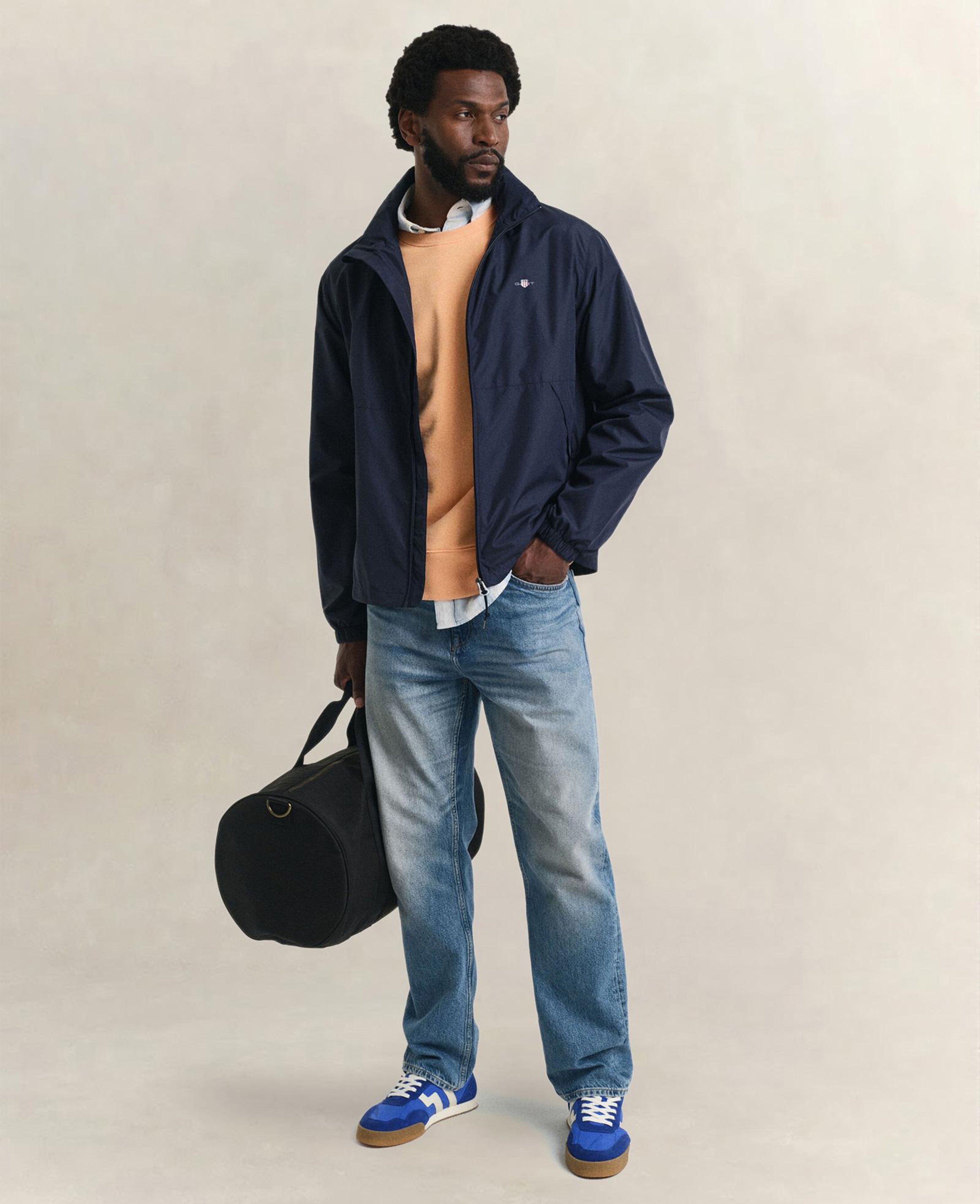 GANT Erkek Lacivert Regular Fit Kapüşonlu Rüzgarlık