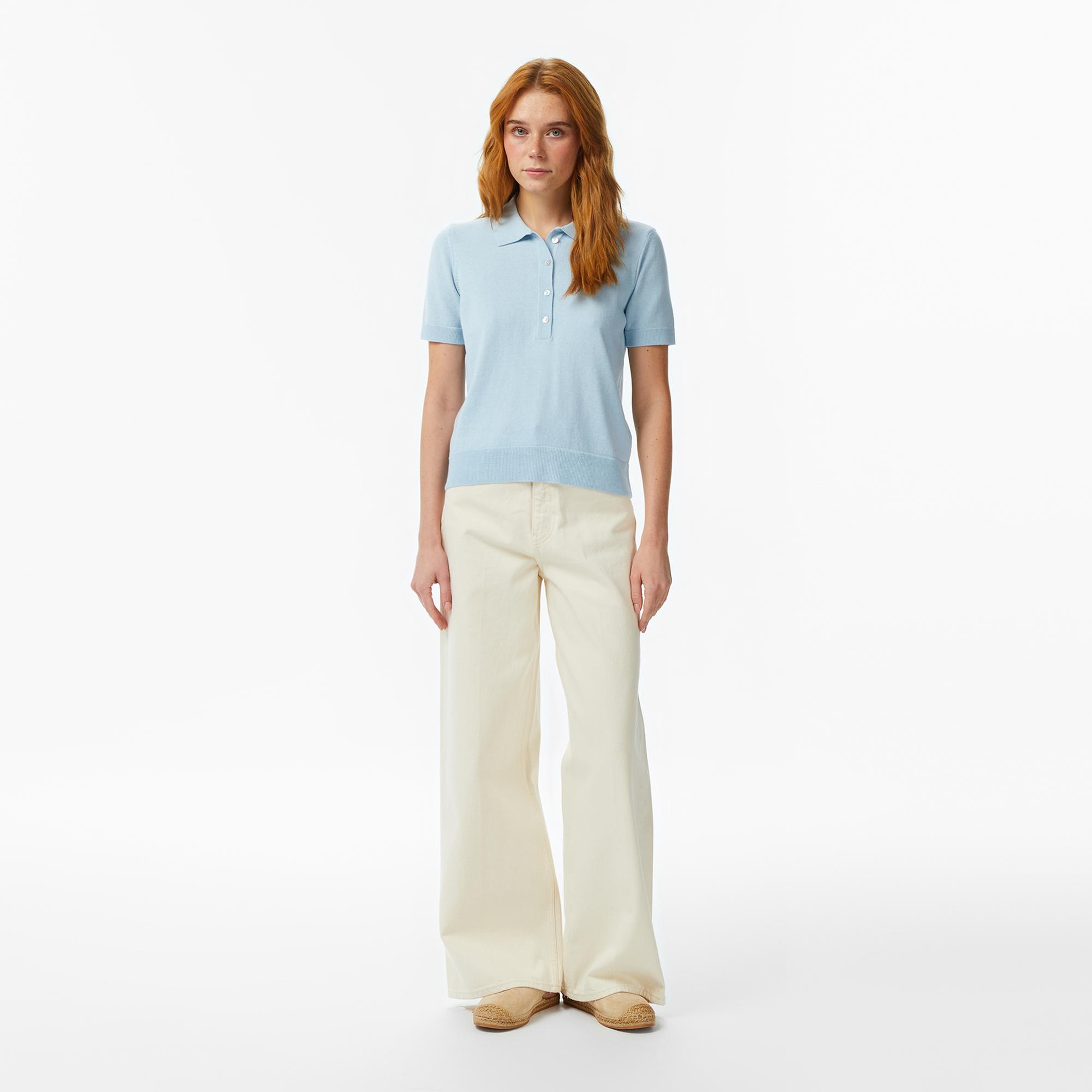 Nautica Kadın Mavi Regular Fit Triko Polo Yaka T-Shirt