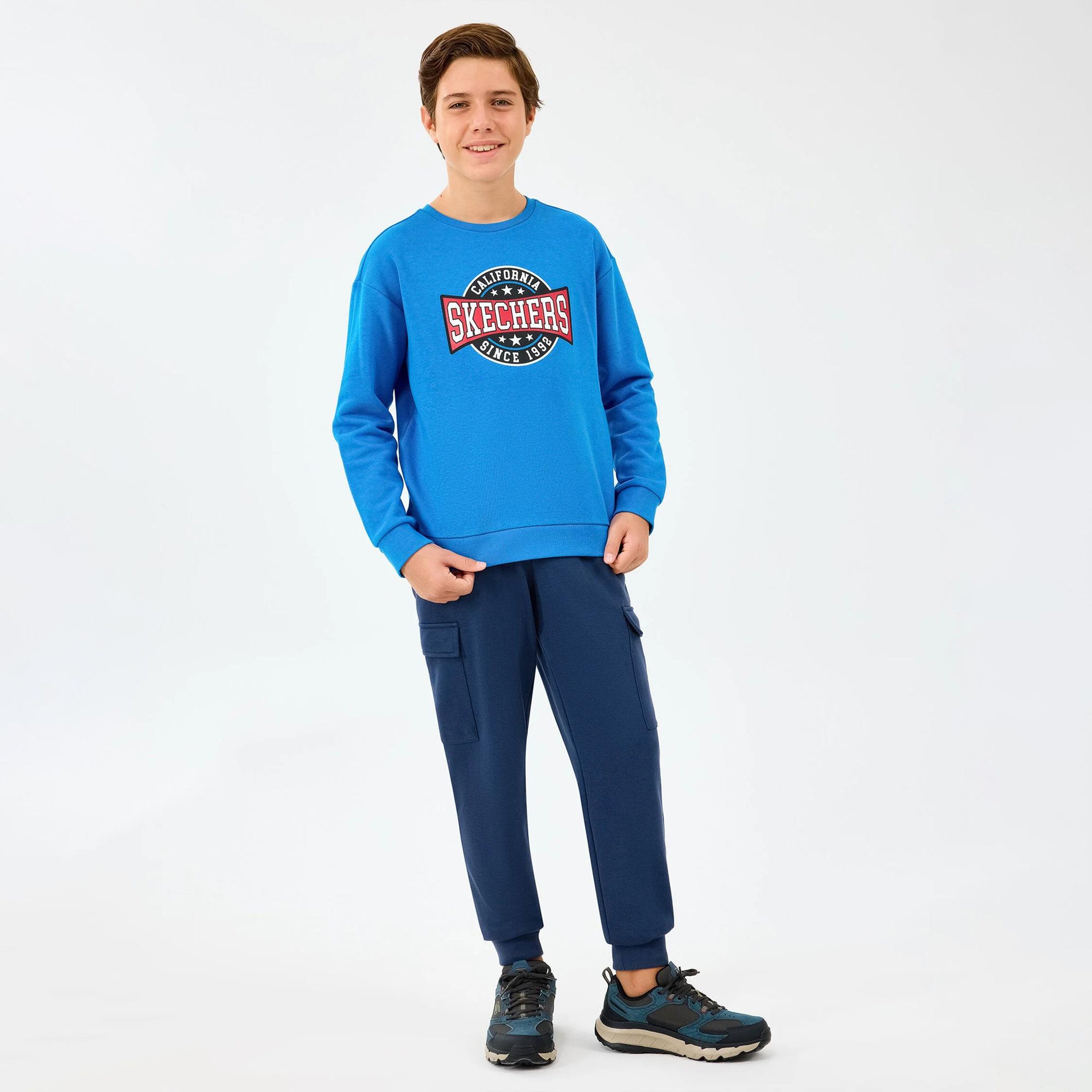 Skechers Crewneck Çocuk Mavi Sweatshirt