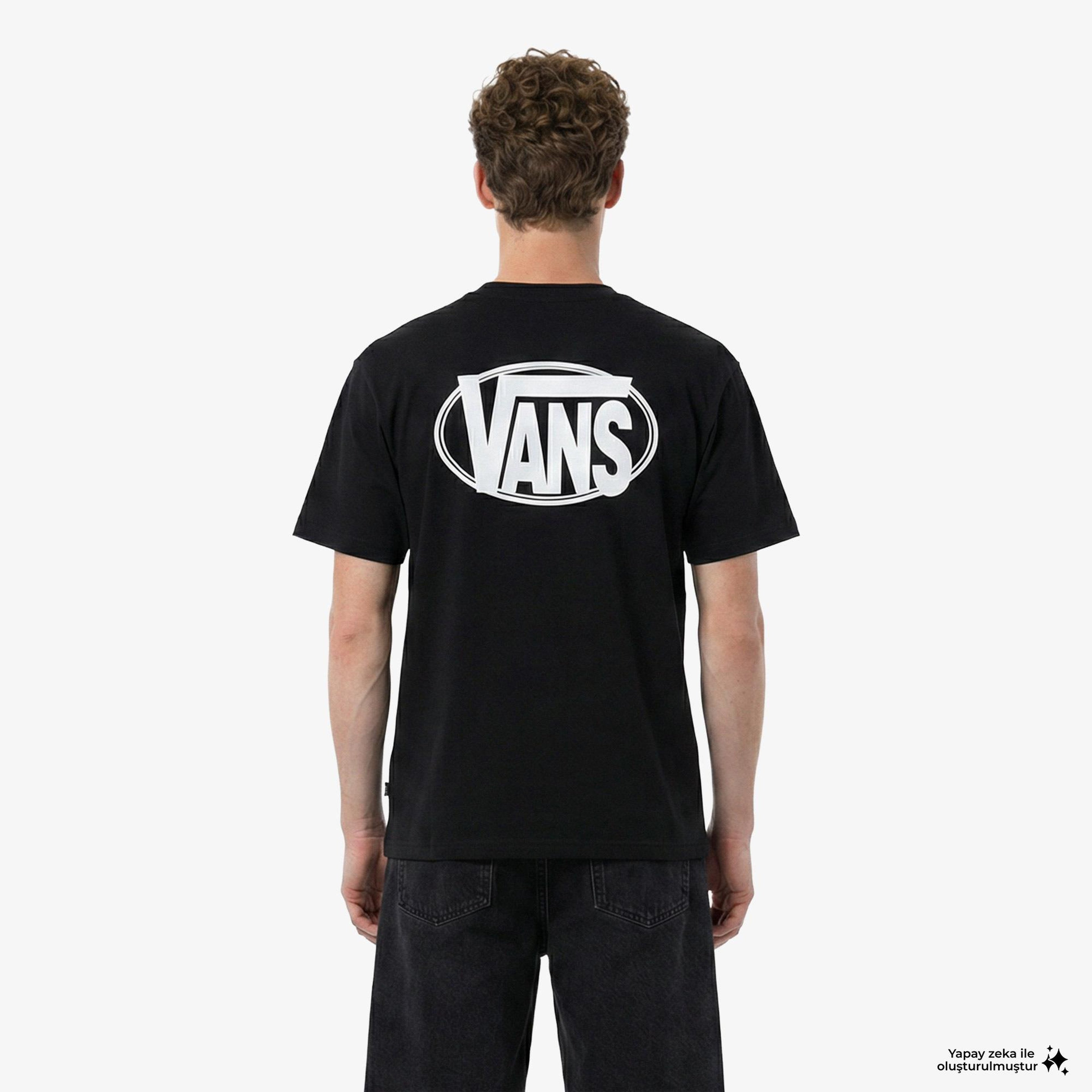 Vans Oval Logo Loose Erkek Siyah T-Shirt