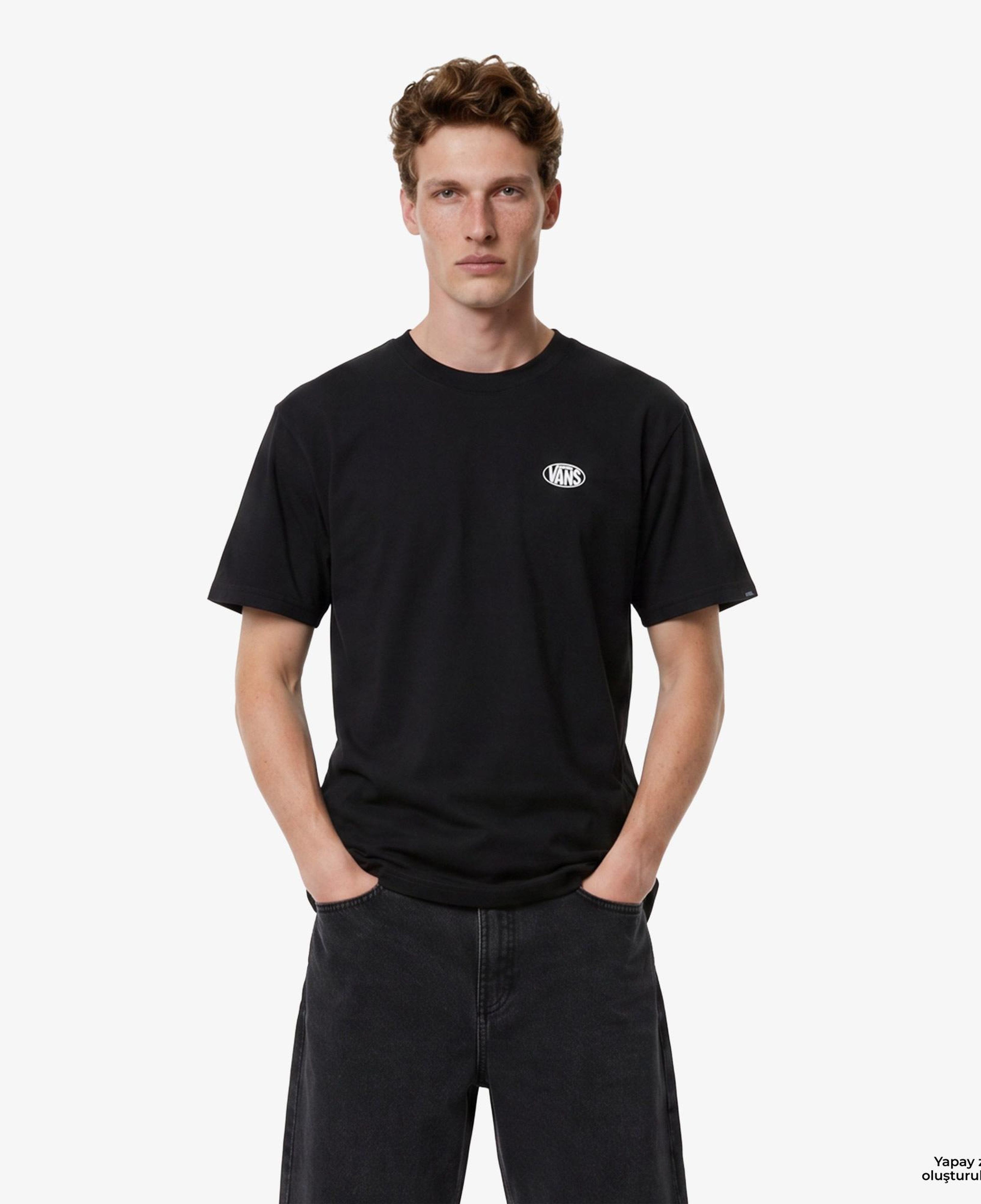 Vans Oval Logo Loose Erkek Siyah T-Shirt