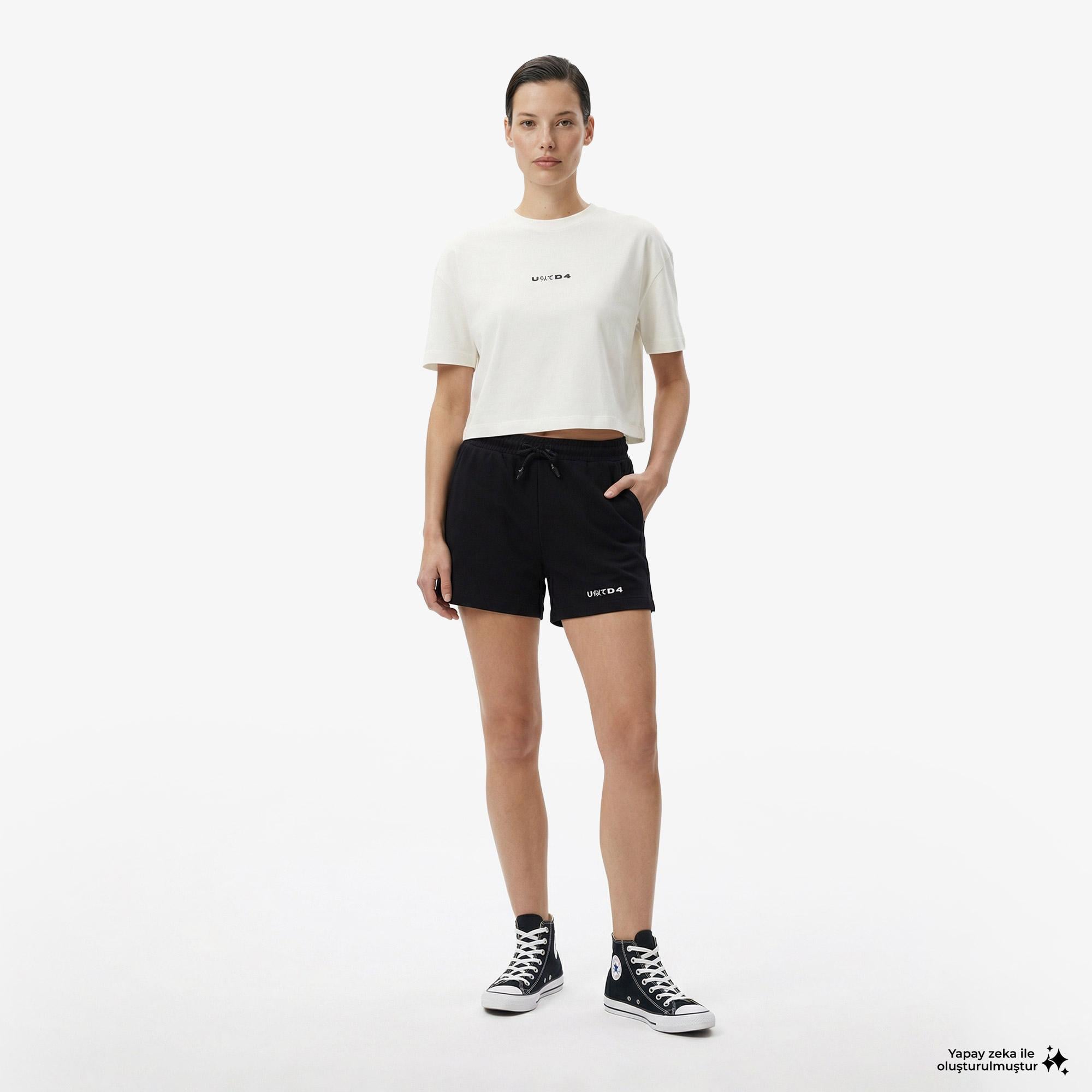 UNITED4 Regular Fit Kadın Siyah Şort
