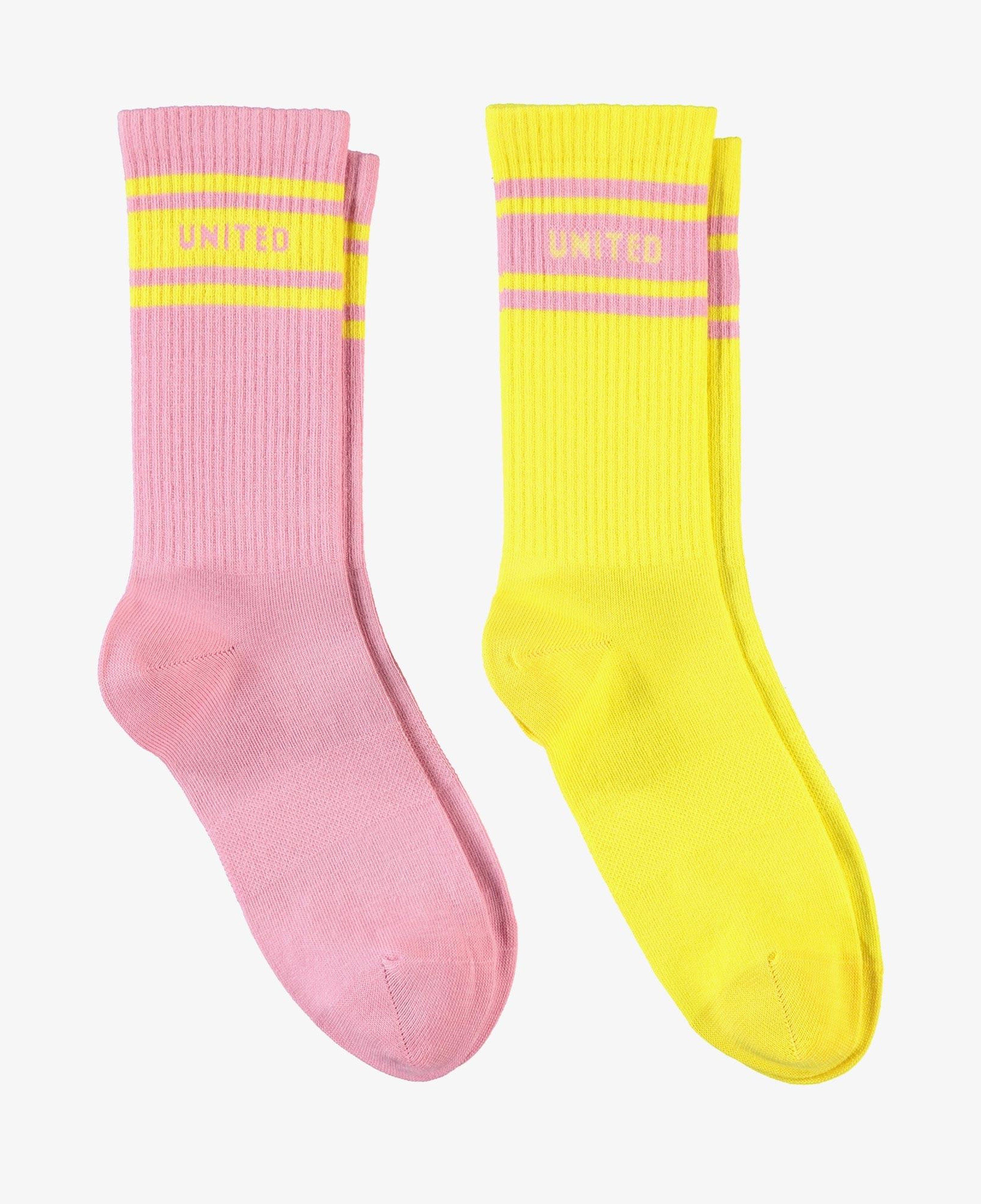 UNITED4 Kadın Pembe/Sarı 2'li Çorap