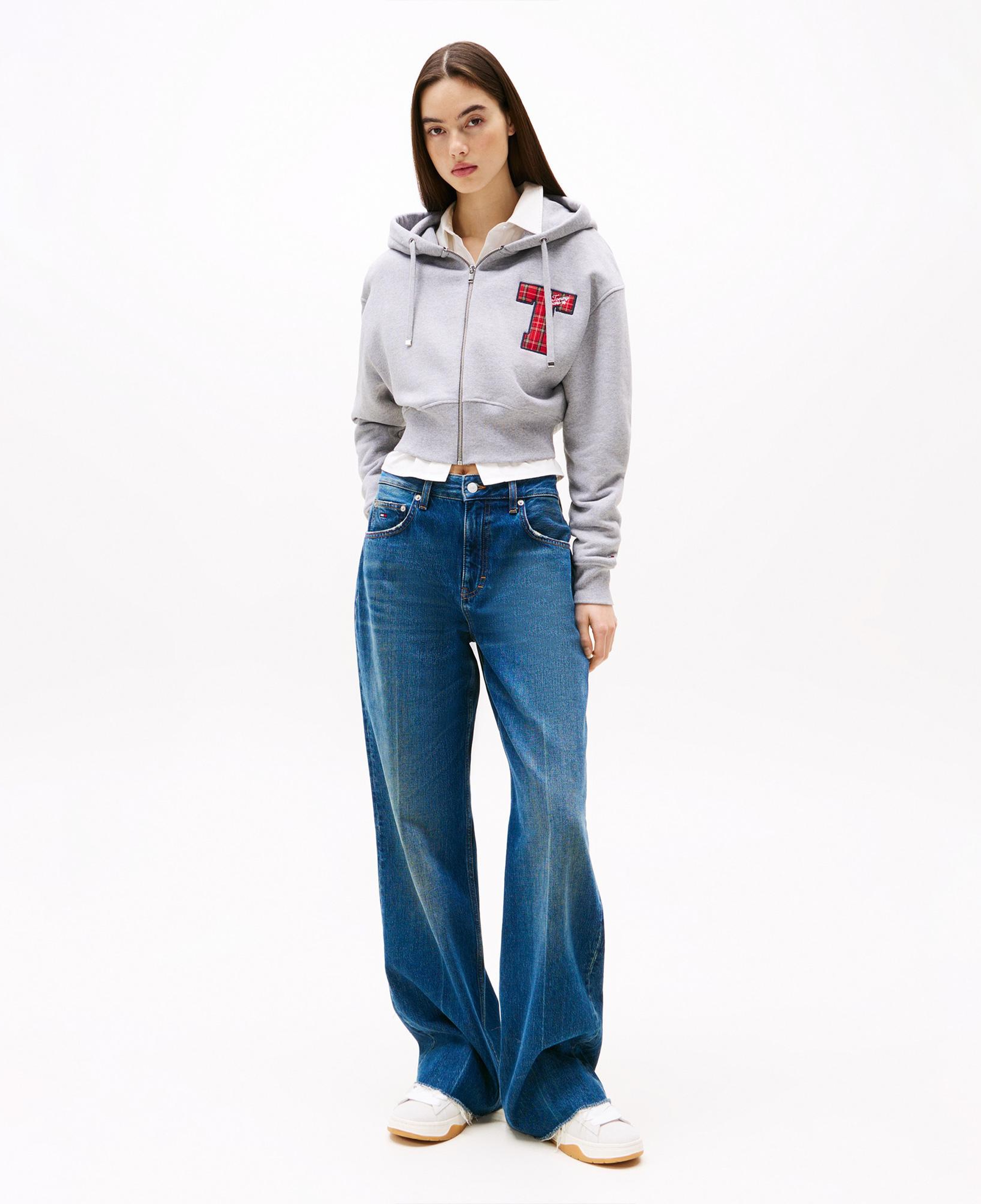 Tommy Hilfiger Tjw Zip Thru Applique Kadın Gri Hoodie