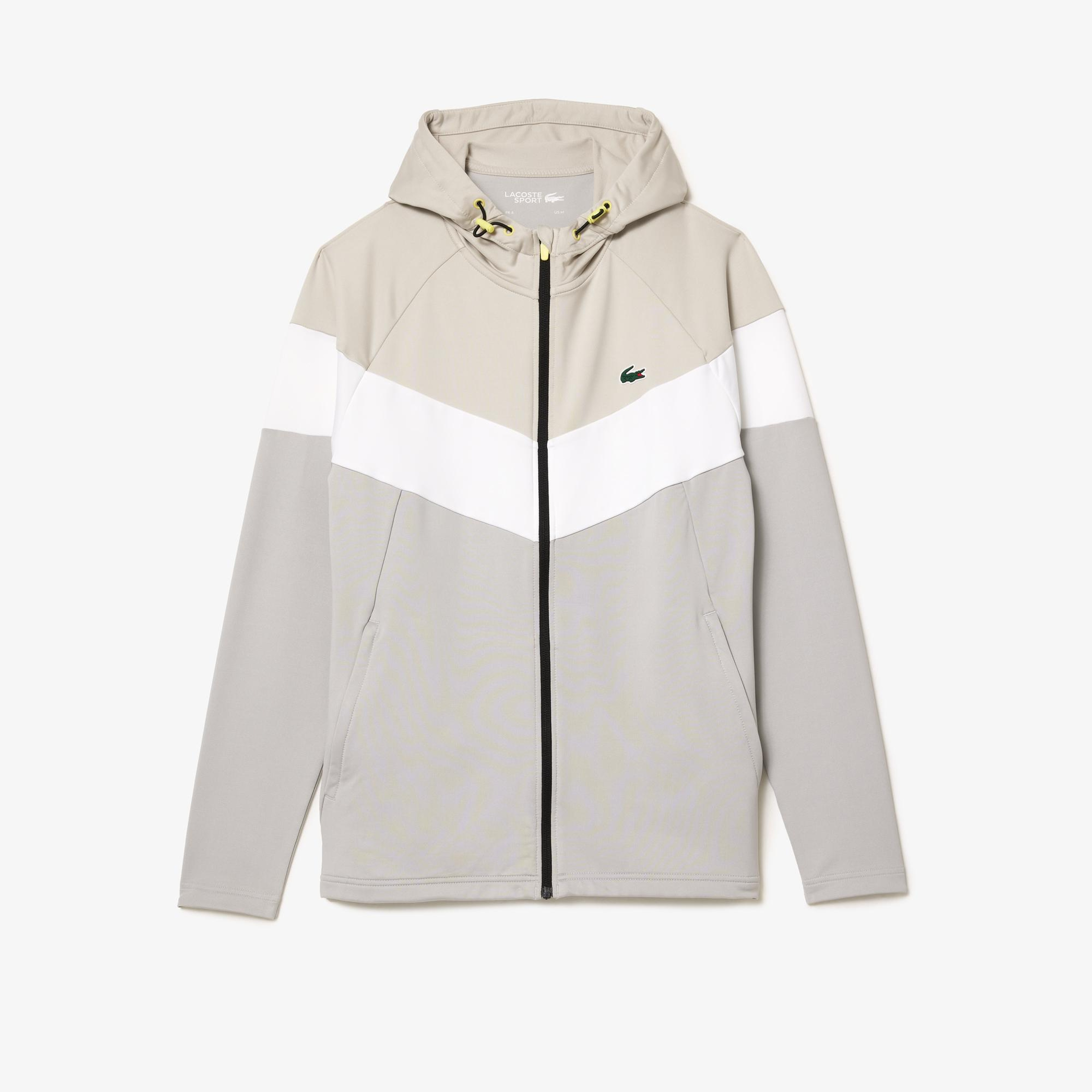 Active Erkek Kapüşonlu Renk Bloklu Gri Sweatshirt