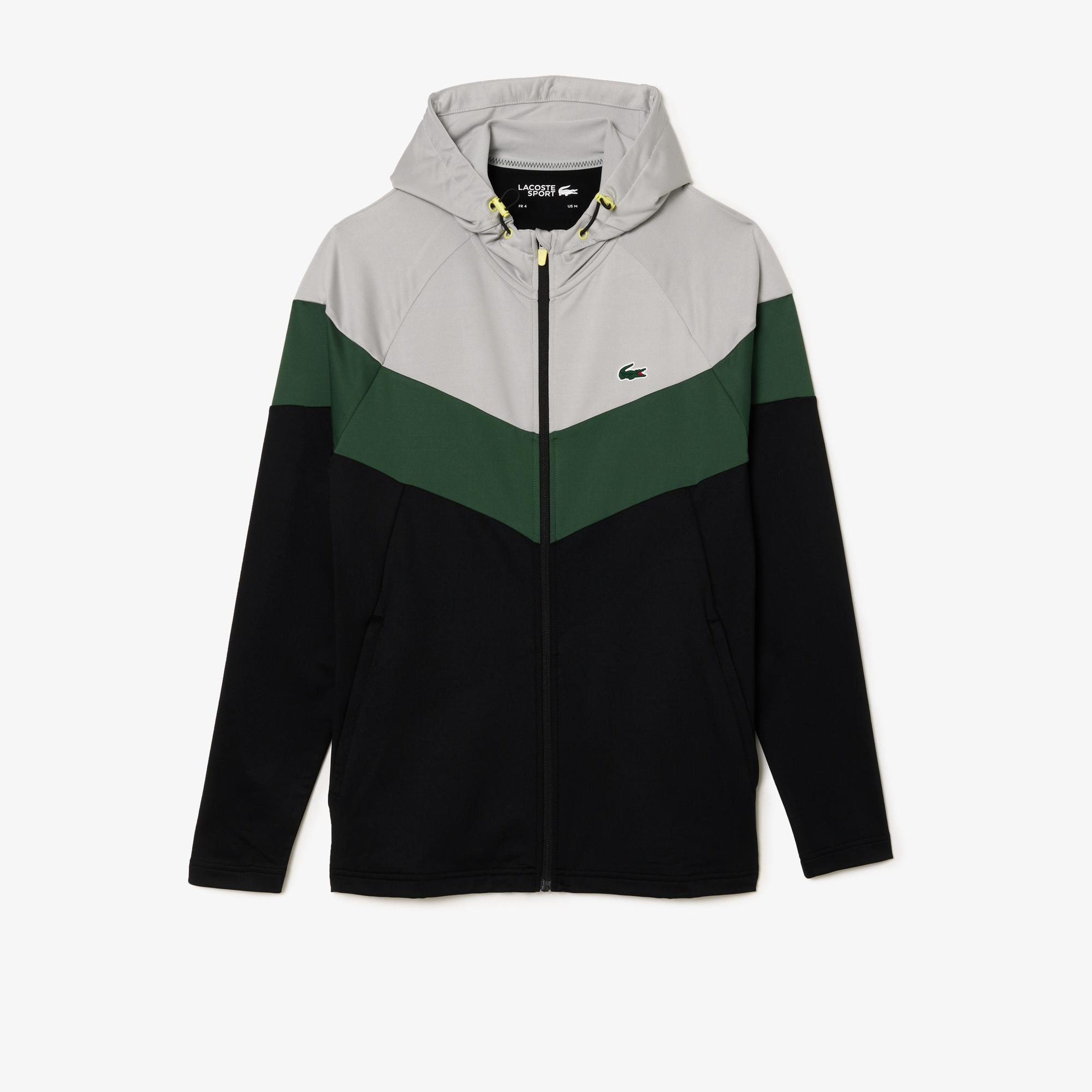 Active Erkek Kapüşonlu Renk Bloklu Siyah Sweatshirt